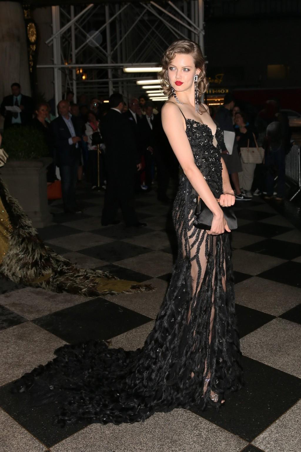 16P Lindsey Wixson shows off her ass wearing a partially see through dress at the at