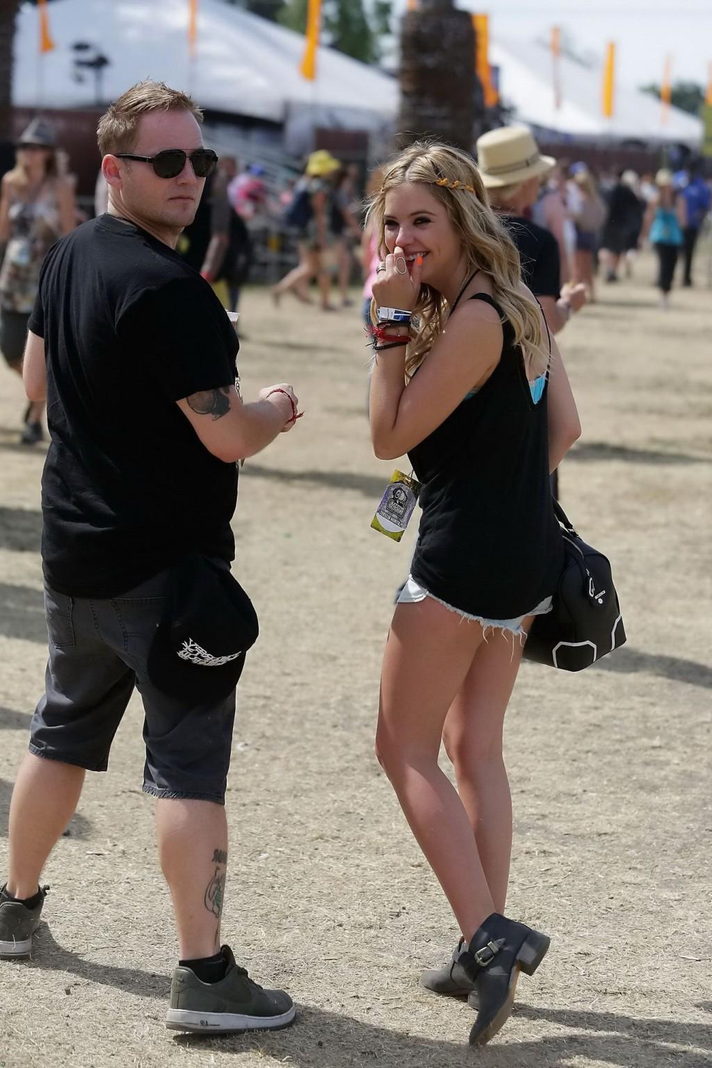 16P Ashley Benson wearing transparent tank top and hotpants at the Bandeau festival 