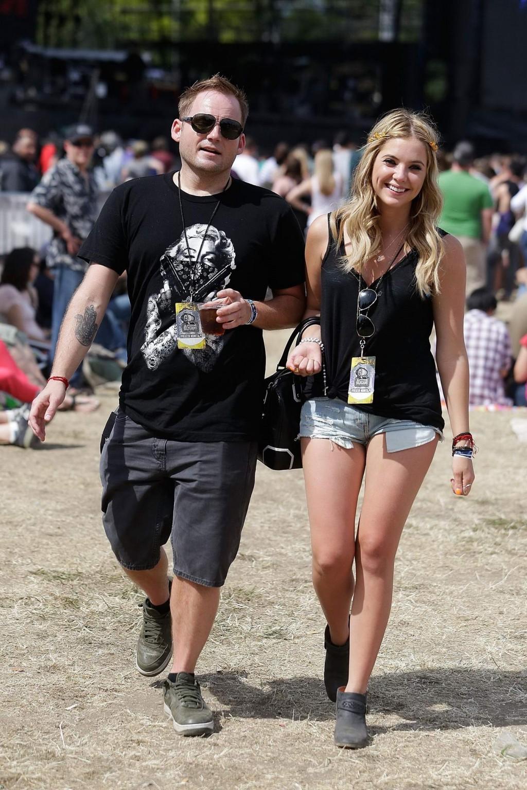 16P Ashley Benson wearing transparent tank top and hotpants at the Bandeau festival 