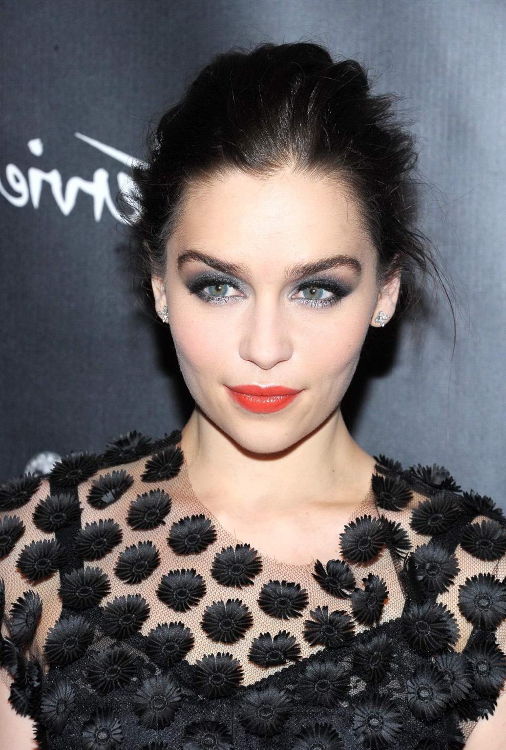 16P Emilia Clarke looks very hot wearing a partially see through dress at the 'Break
