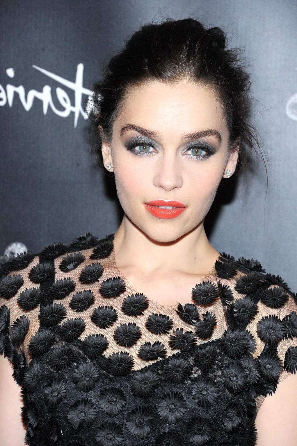 16P Emilia Clarke looks very hot wearing a partially see through dress at the 'Break