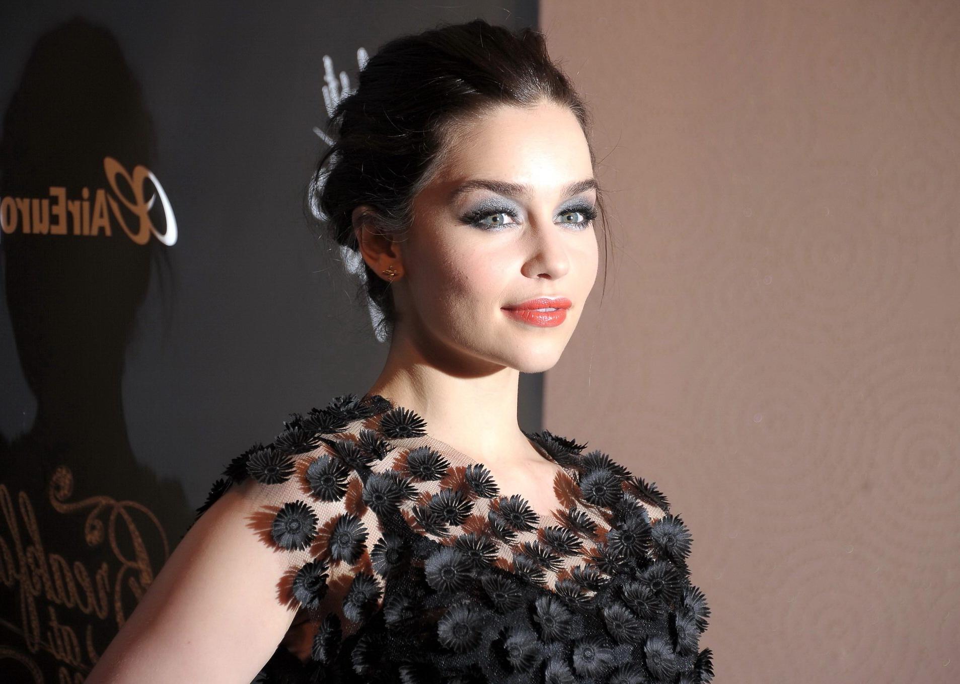 16P Emilia Clarke looks very hot wearing a partially see through dress at the 'Break
