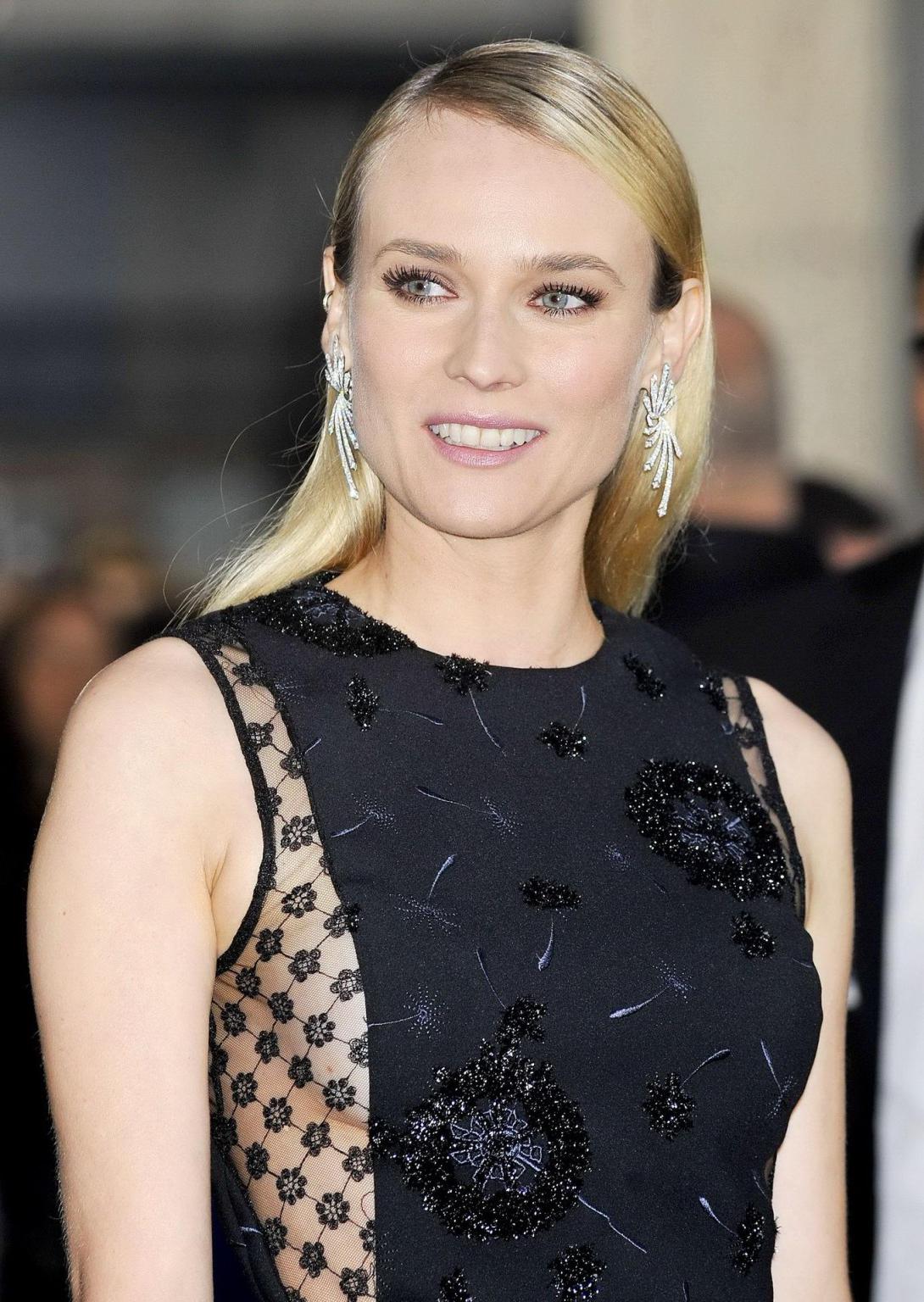 16P Diane Kruger braless wearing black partially see-thru mini dress at The Host Hol