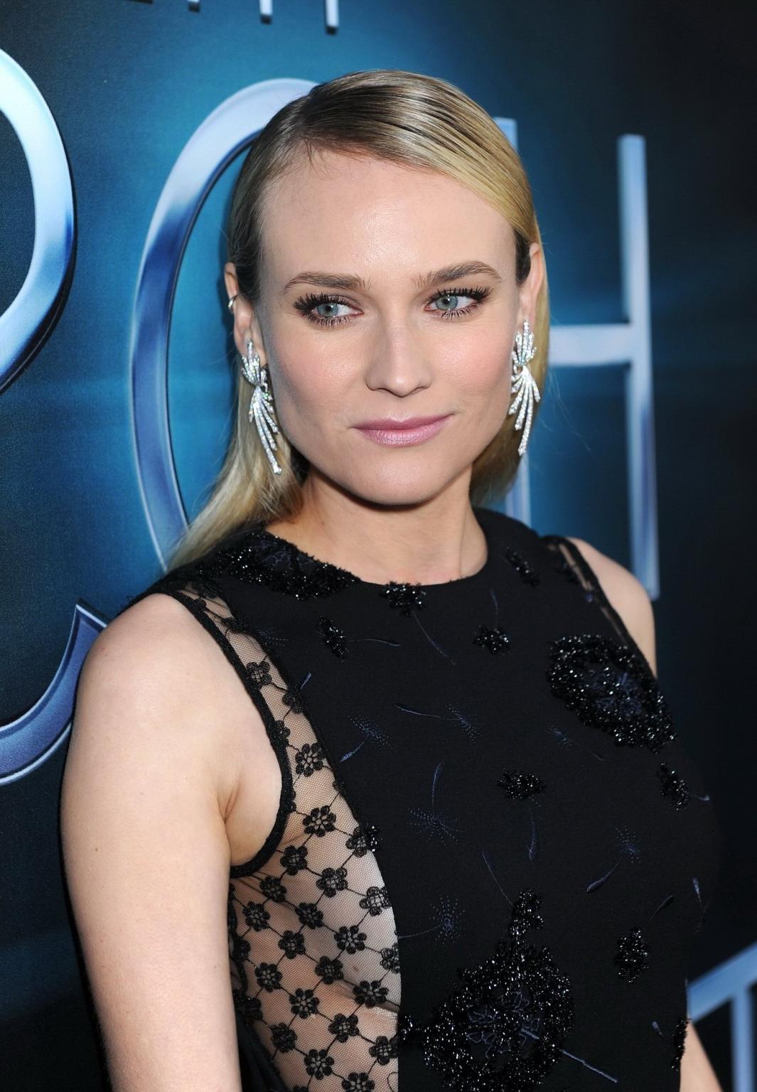 16P Diane Kruger braless wearing black partially see-thru mini dress at The Host Hol