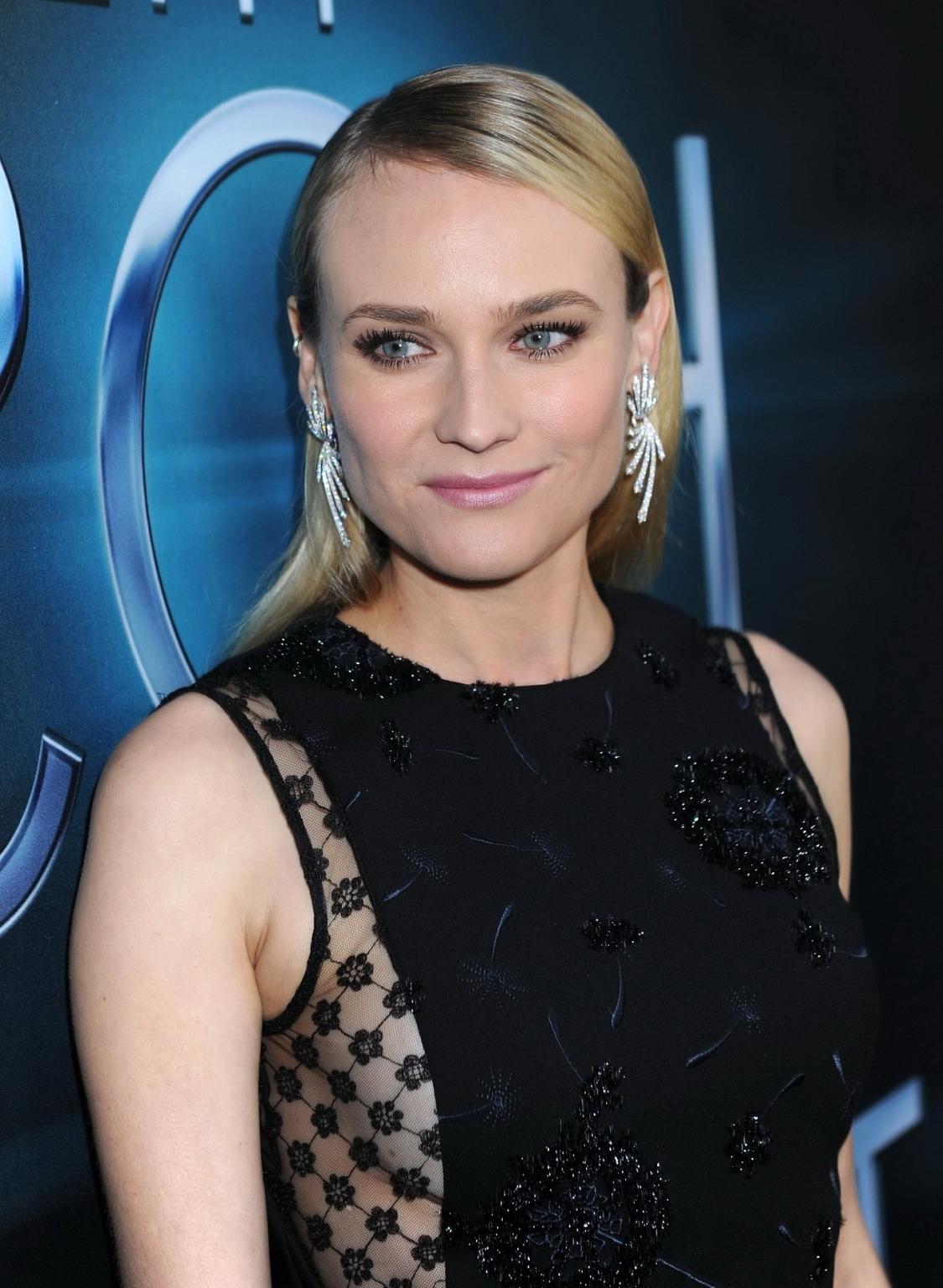 16P Diane Kruger braless wearing black partially see-thru mini dress at The Host Hol