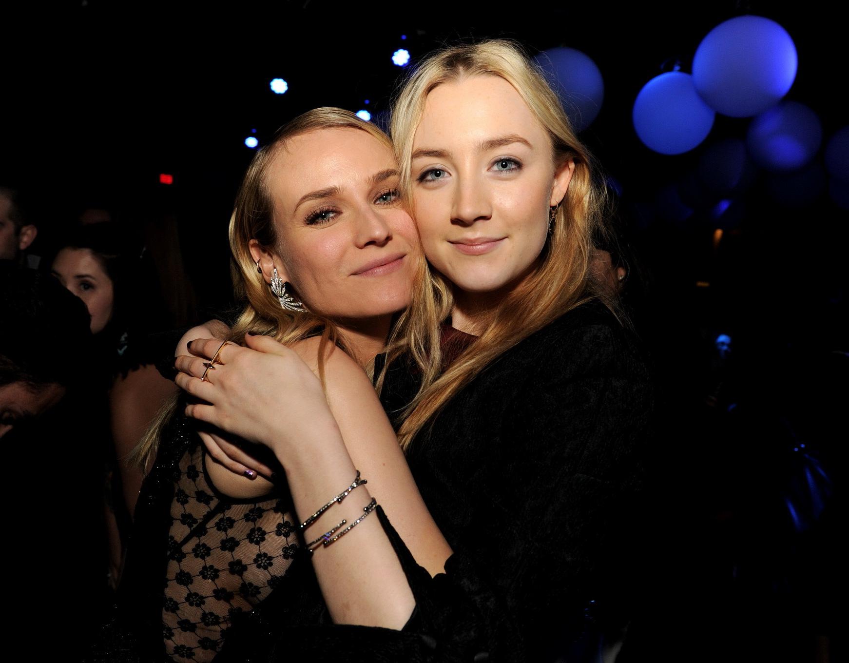 16P Diane Kruger braless wearing black partially see-thru mini dress at The Host Hol