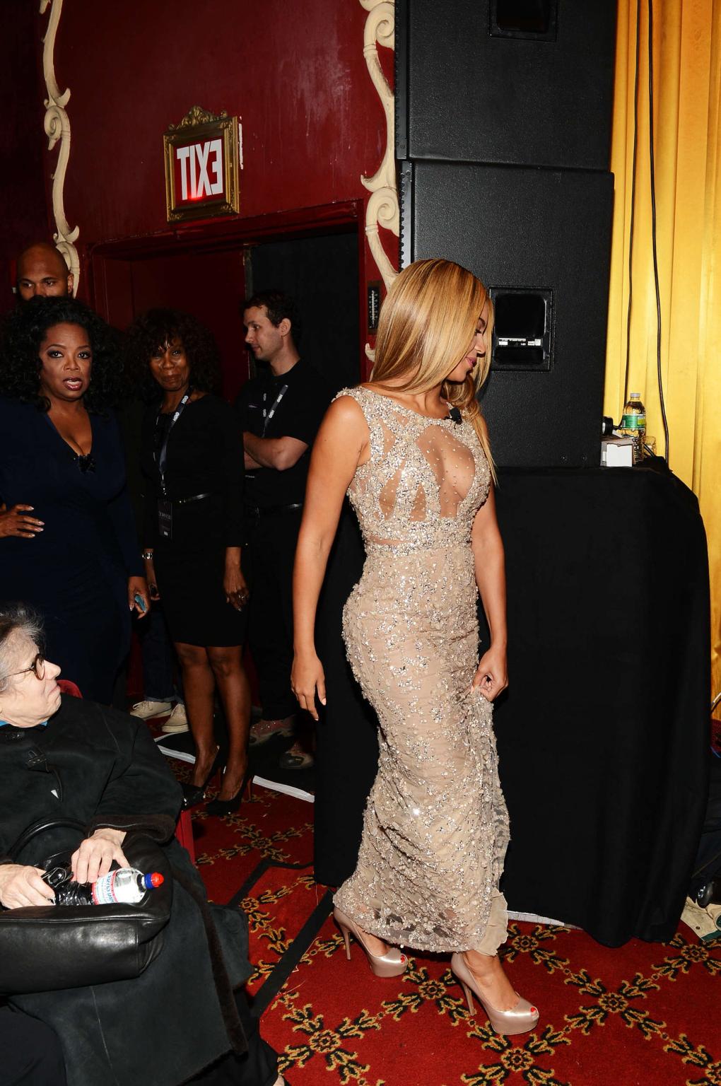 10P Beyonce Knowles wearing a partially see through dress at 'Beyonce: Life Is But A