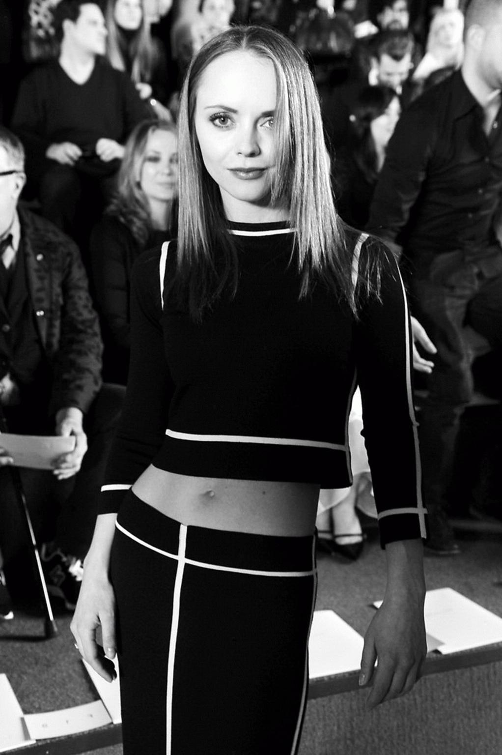 10P Christina Ricci see through to bra at Marc Jacobs Fashion Show in NYC