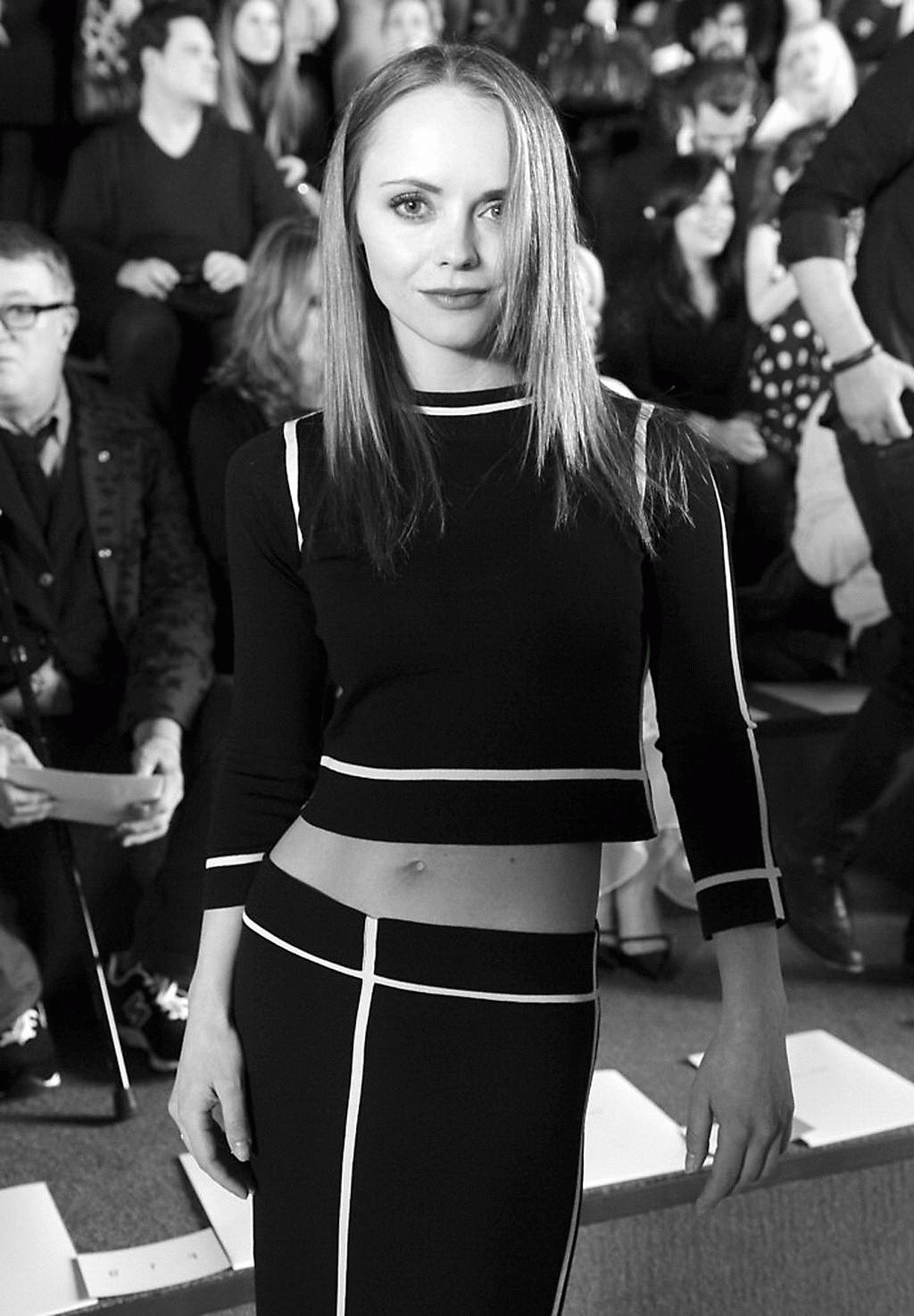 10P Christina Ricci see through to bra at Marc Jacobs Fashion Show in NYC