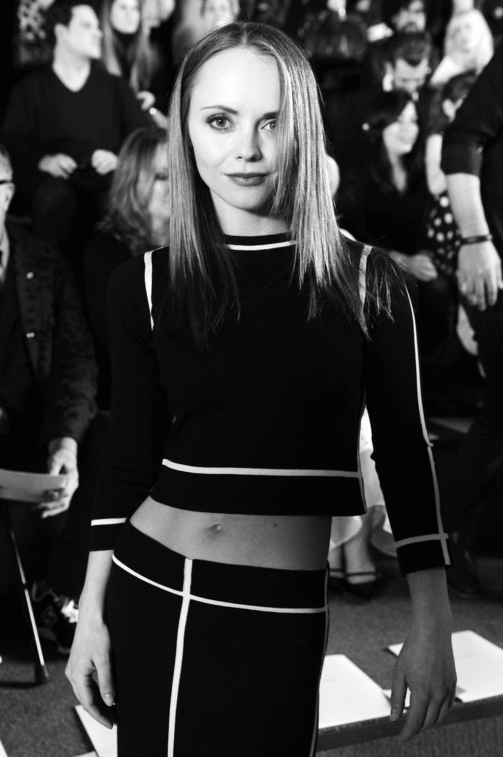 10P Christina Ricci see through to bra at Marc Jacobs Fashion Show in NYC
