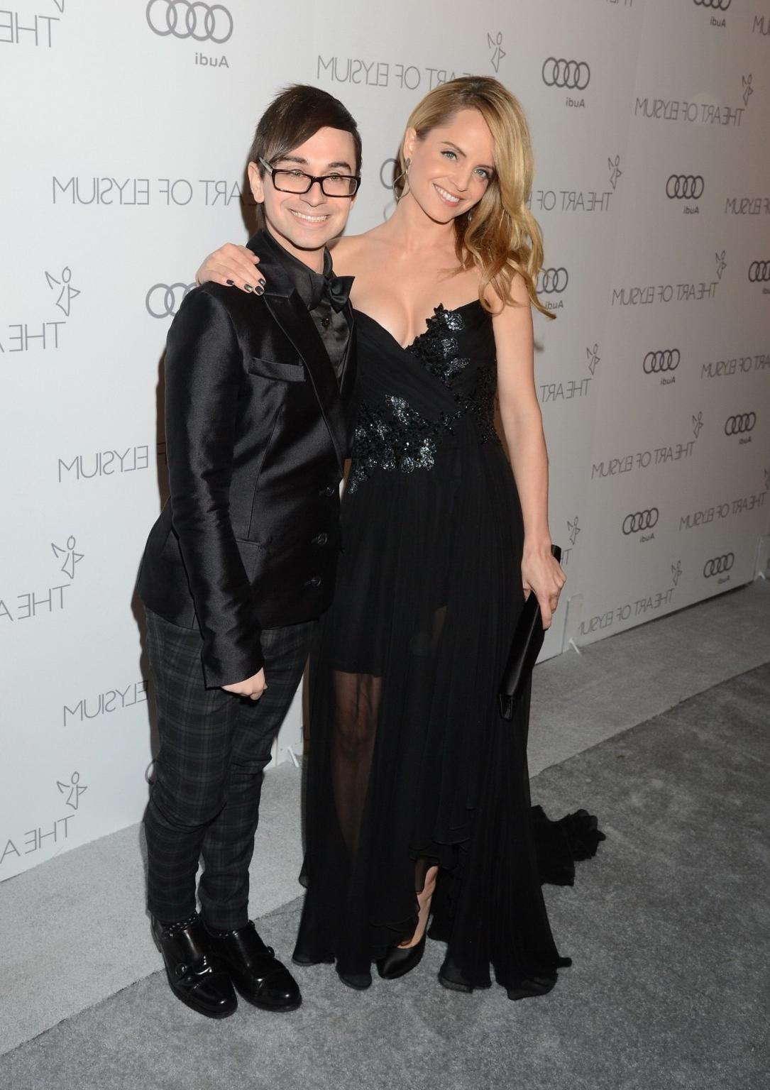 10P Mena Suvari wearing partially see-through strapless dress at The Art of Elysium'