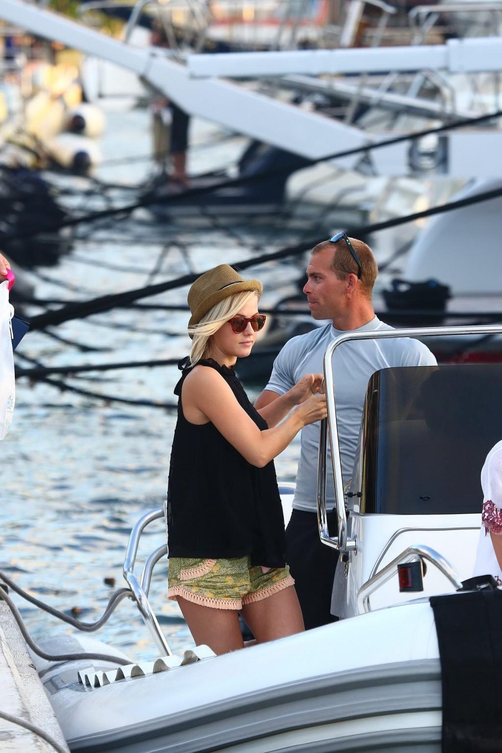 10P Julianne Hough wearing skimpy shorts  overall top while on vacation in St Barts