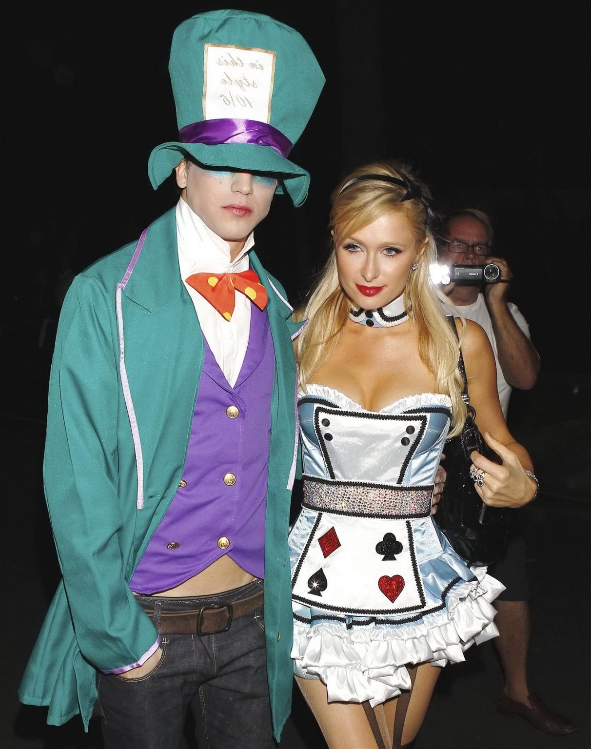10P Paris Hilton dressed as Alice in Slutland for a Halloween party in Beverly Hills