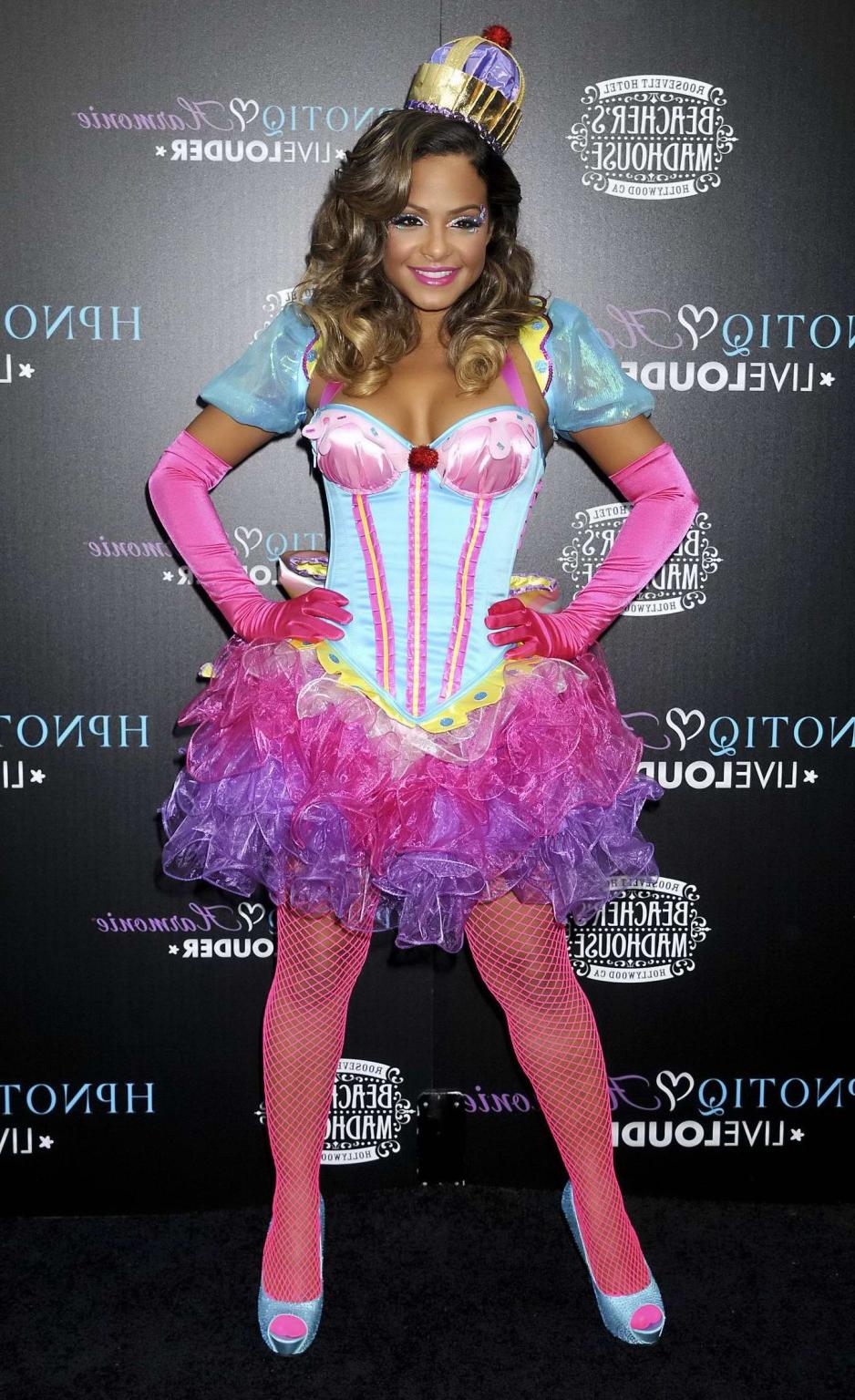 10P Christina Milian nipple slip at HPNOTIQ Liqueur Halloween Recipe Launch in Holly