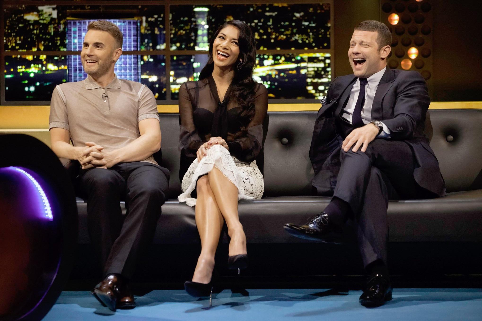 9P Nicole Scherzinger see-through to bra on the Jonathan Ross show in London