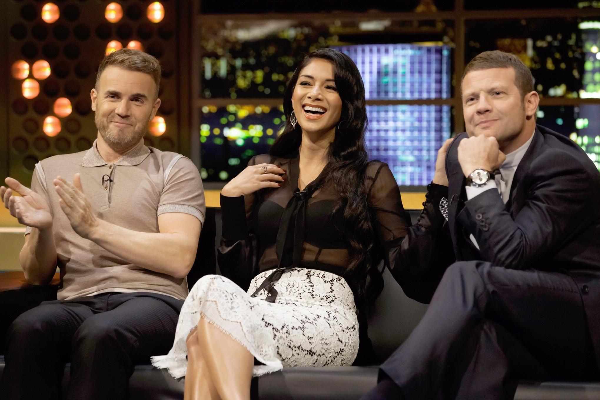 9P Nicole Scherzinger see-through to bra on the Jonathan Ross show in London