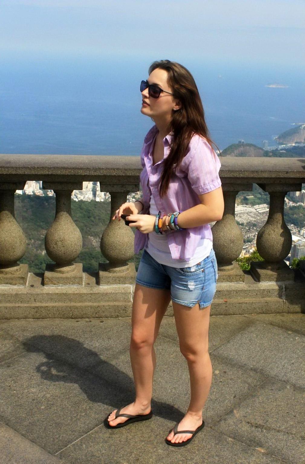 9P Leighton Meester braless in see through tank top  denim shorts