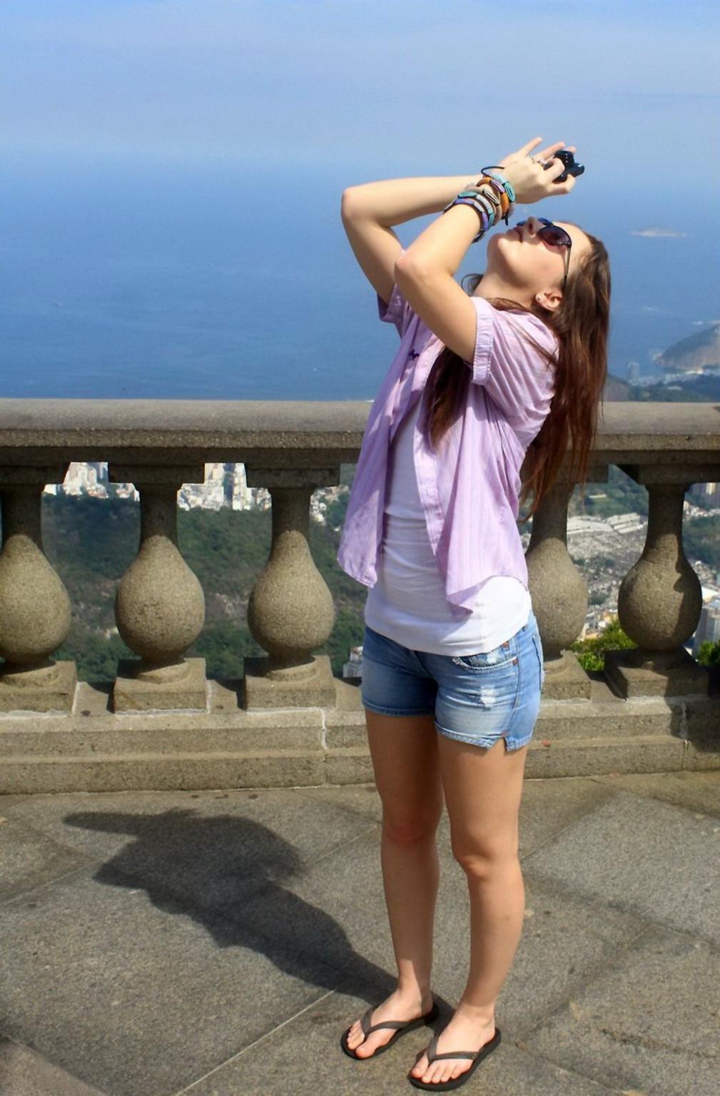9P Leighton Meester braless in see through tank top  denim shorts