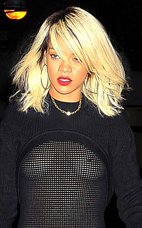 16P Rihanna walking down the street and showing hard nipples in see thru