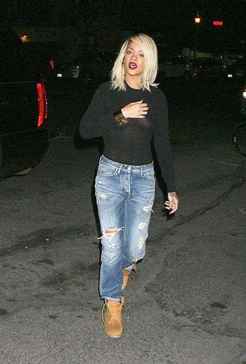 16P Rihanna walking down the street and showing hard nipples in see thru