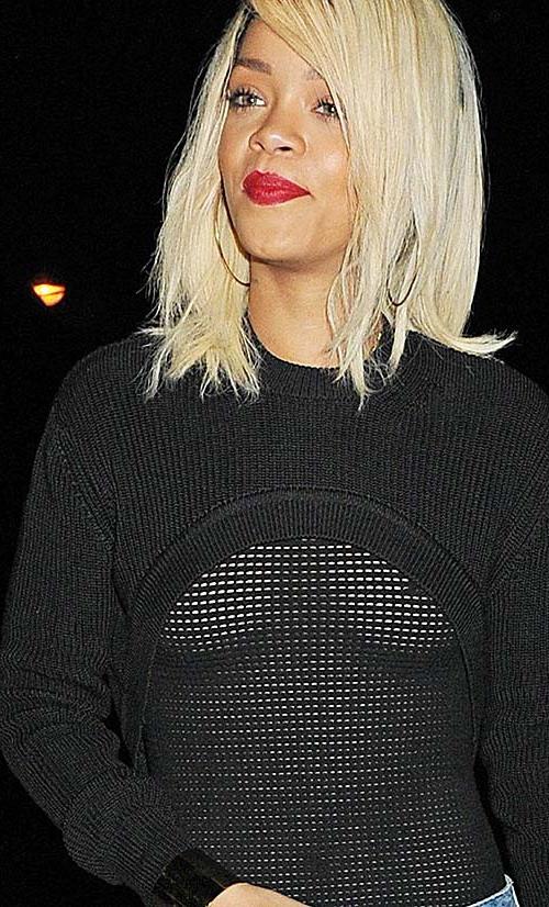 16P Rihanna walking down the street and showing hard nipples in see thru