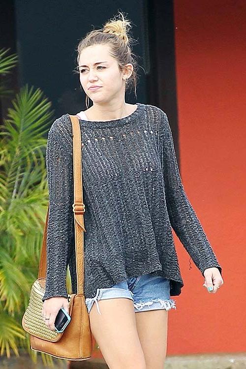 16P Miley Cyrus exposing sexy body and hot legs in see thru dress