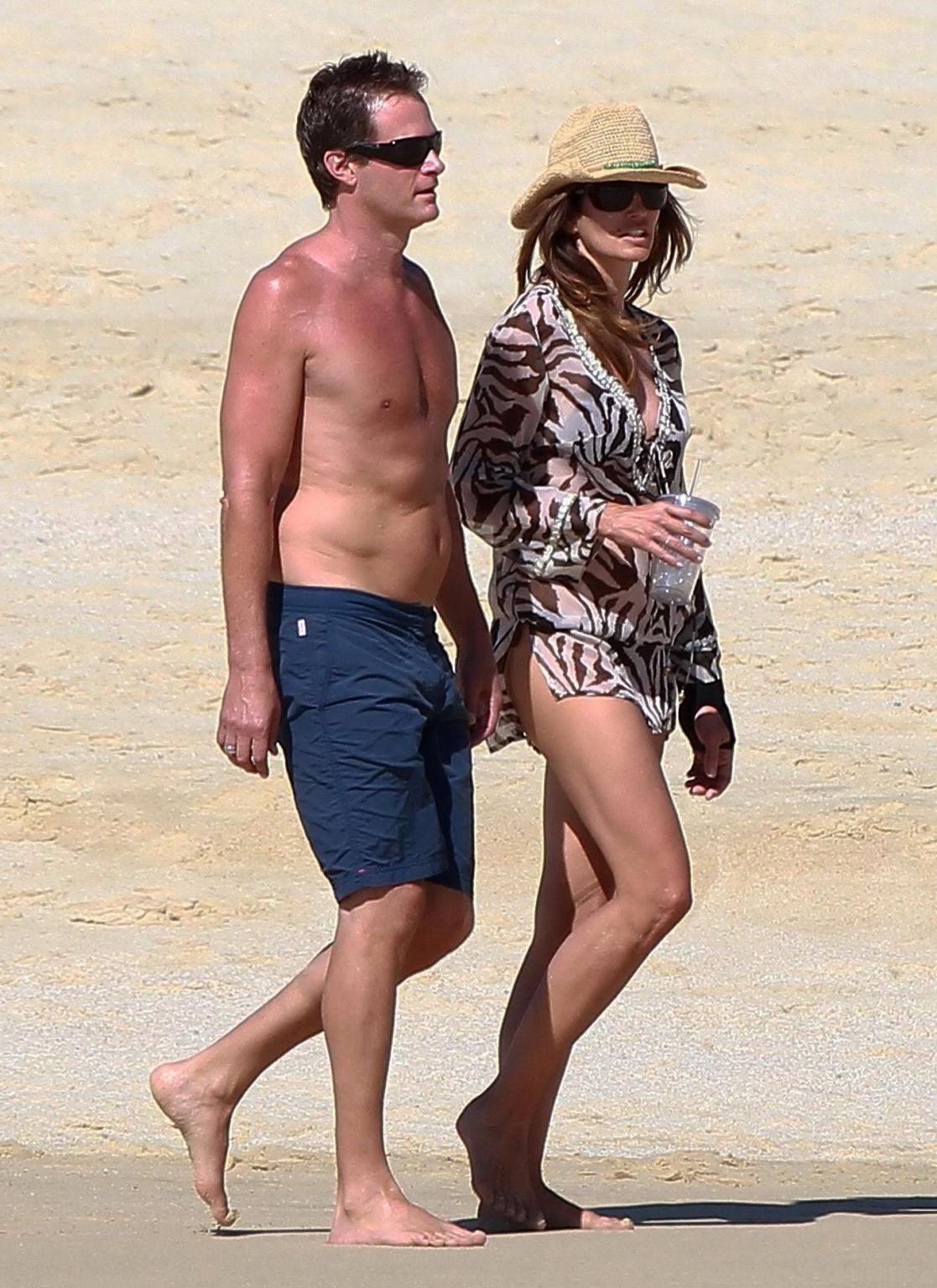 16P Cindy Crawford wearing bikini  see-through beach dress in Mexico