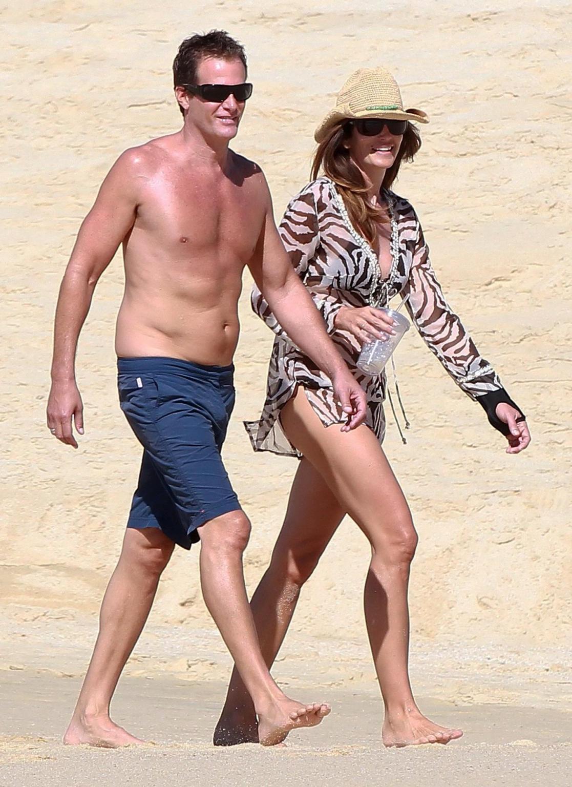 16P Cindy Crawford wearing bikini  see-through beach dress in Mexico