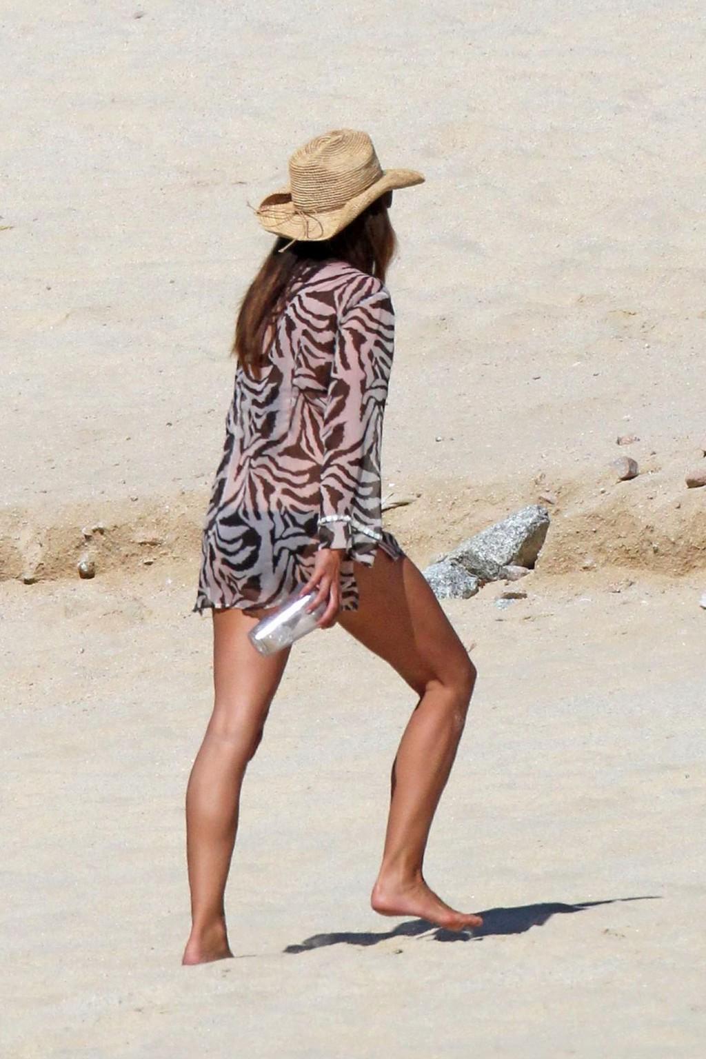 16P Cindy Crawford wearing bikini  see-through beach dress in Mexico