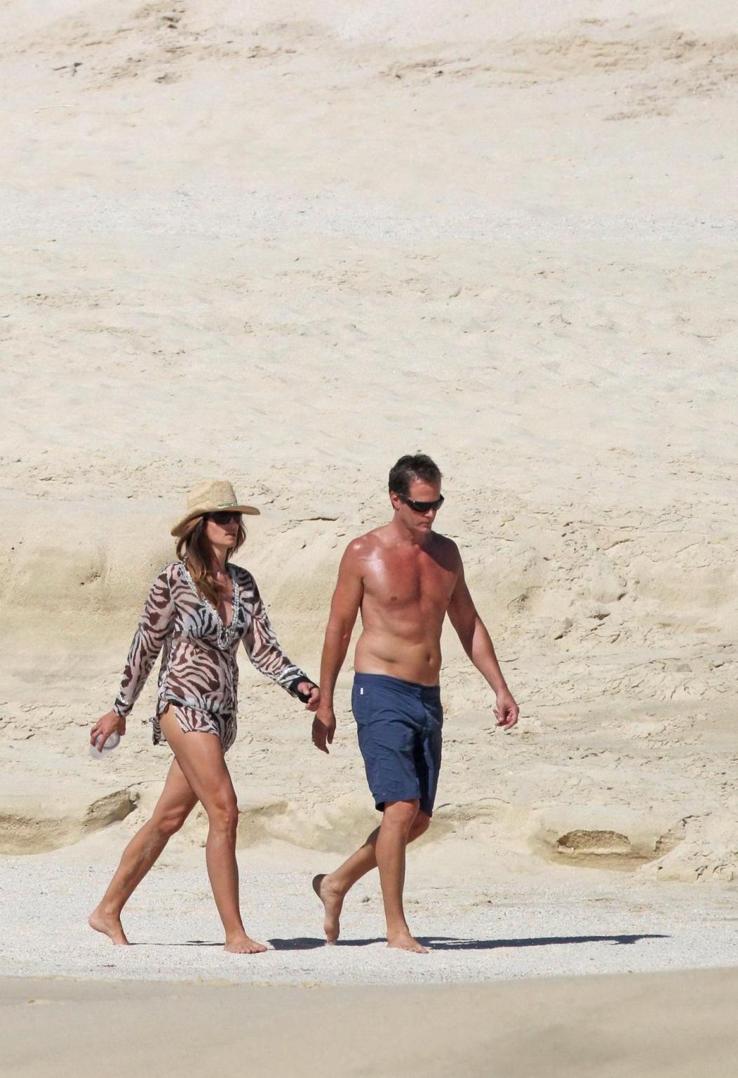 16P Cindy Crawford wearing bikini  see-through beach dress in Mexico