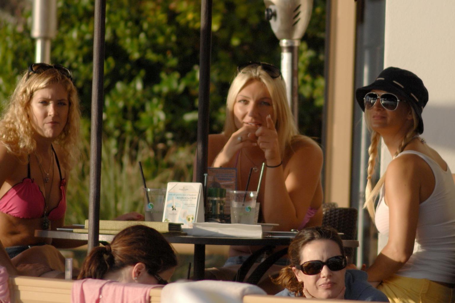 16P Brooke Hogan busty wearing pink bikini top  denim shorts out in Florida 