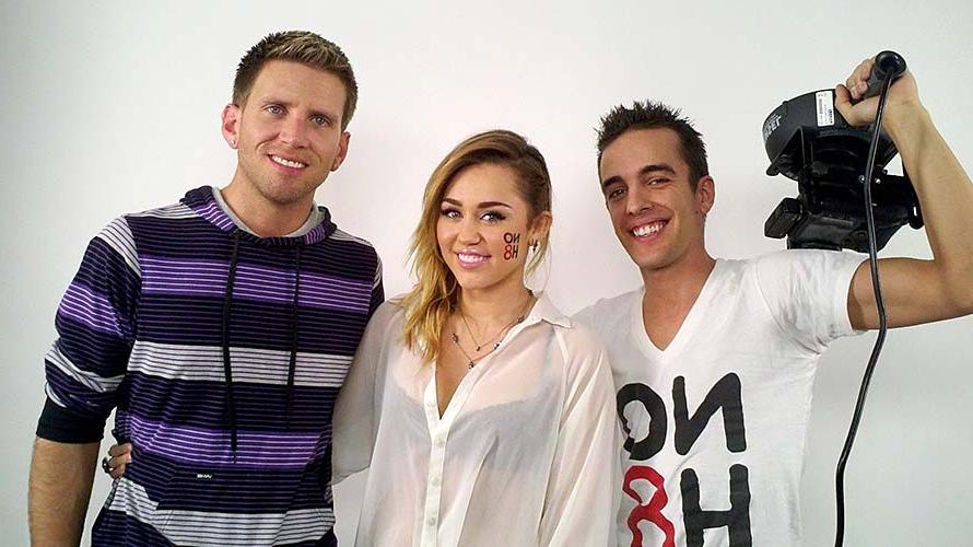 16P Miley Cyrus exposing sexy body and tiny tits in see thru blouse
