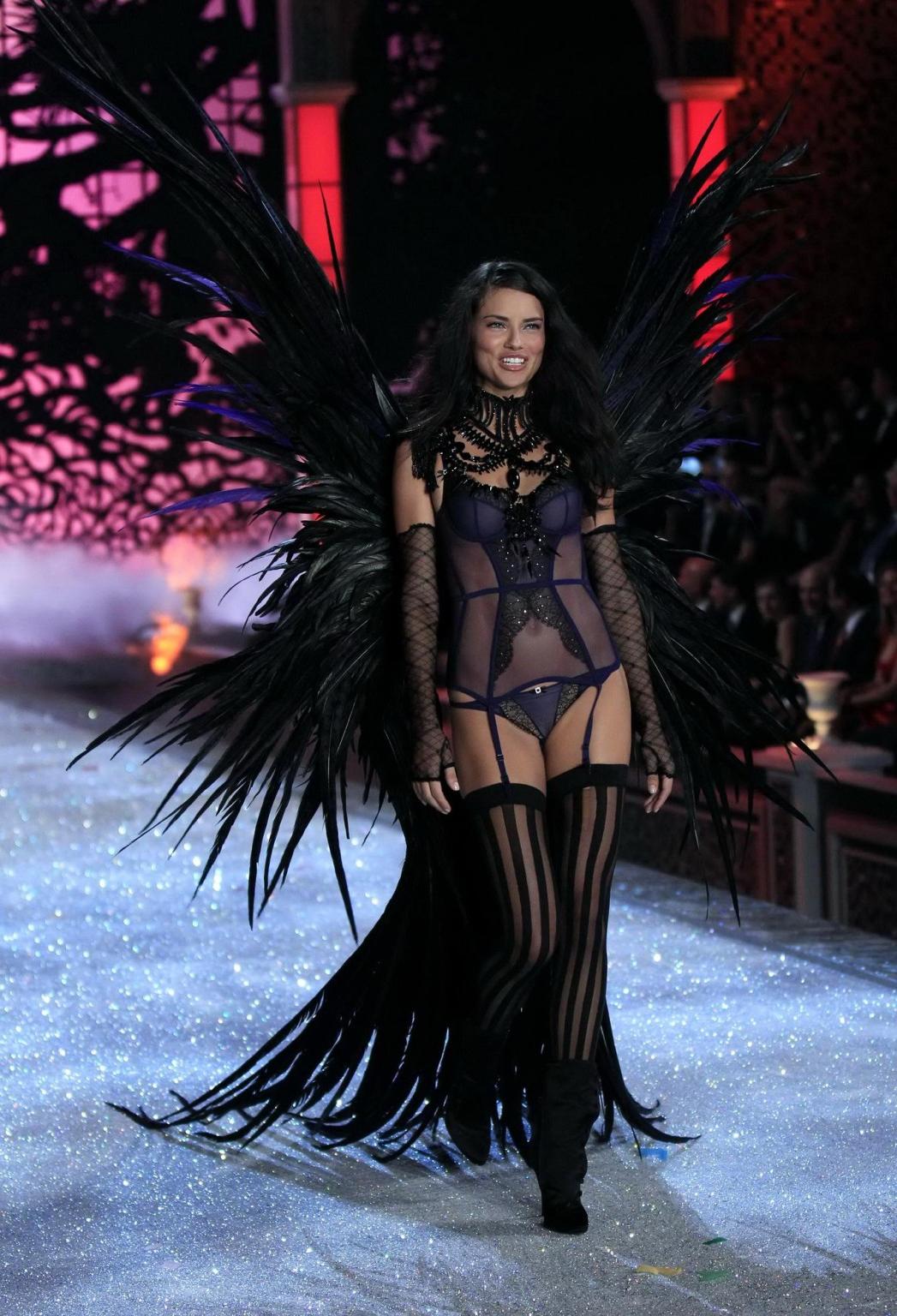 16P Adriana Lima showing off her pussy in see-through panties at the Victoria's Secr