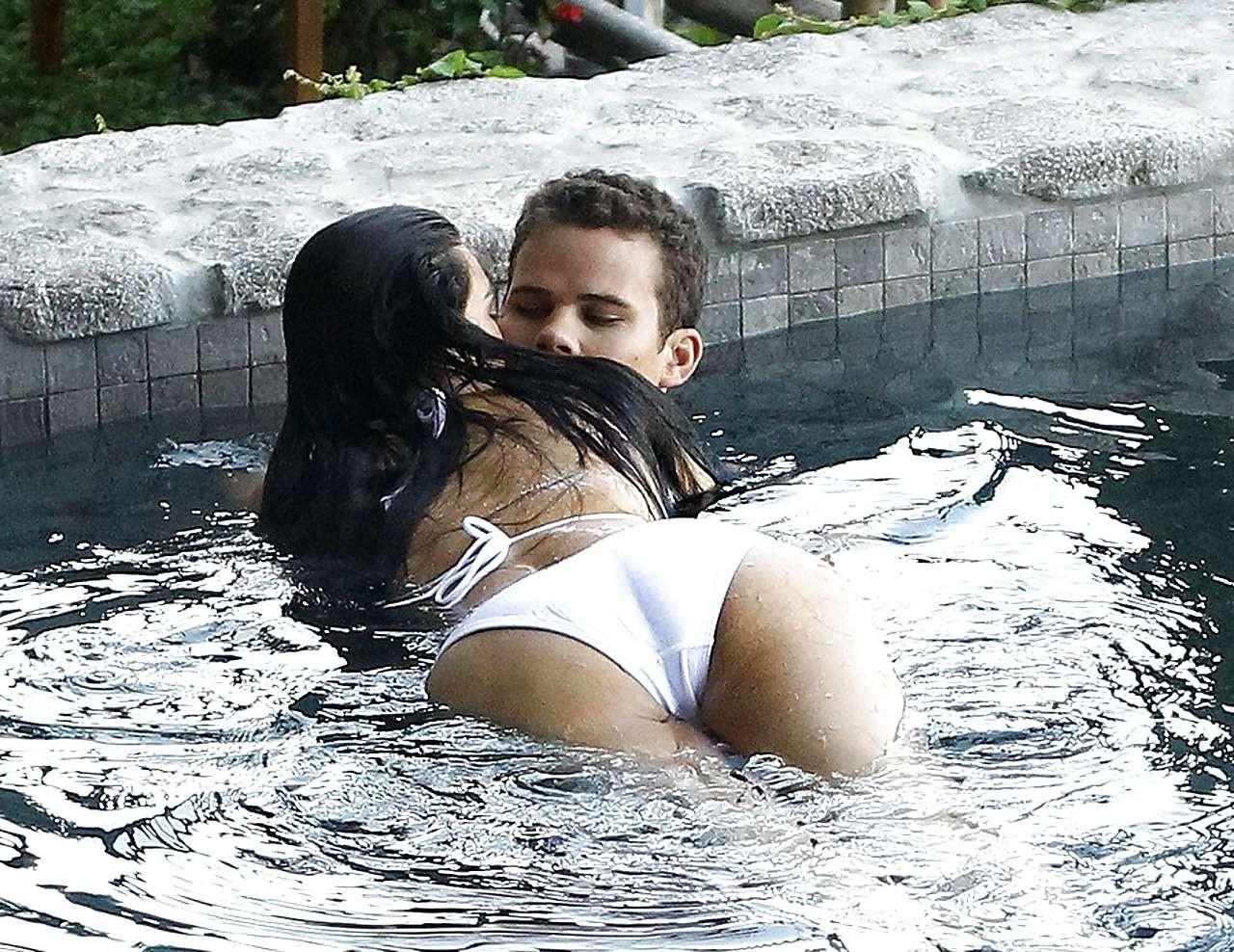 16P Kim Kardashian show sexy body in bikini and see thru top