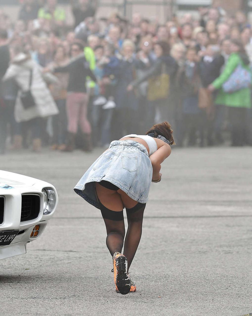 16P Rihanna in stockings and showing her tits in see thru top paparazzi pictures