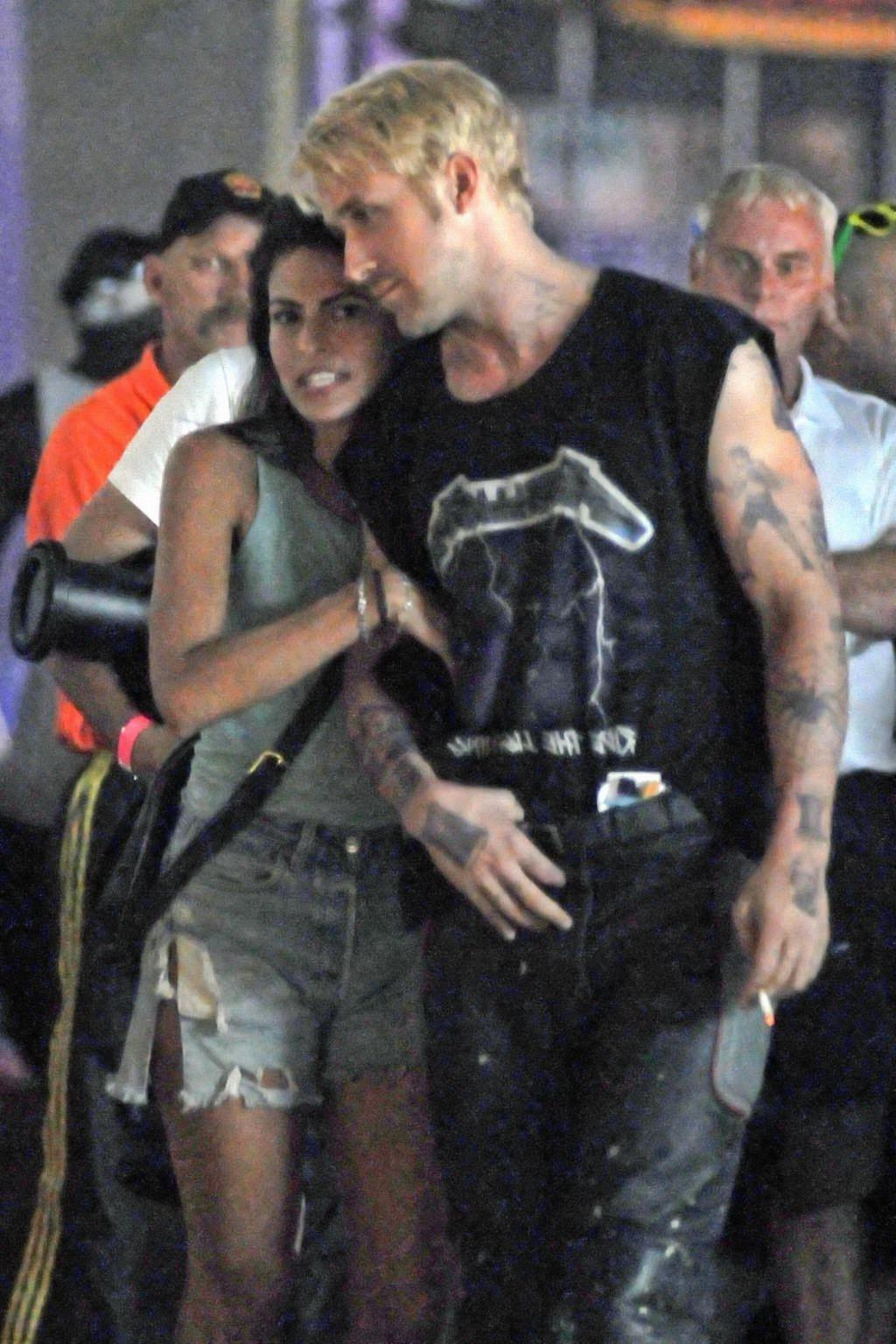 16P Eva Mendes braless showing pokies in blue tank top on 'The Place Beyond the Pine