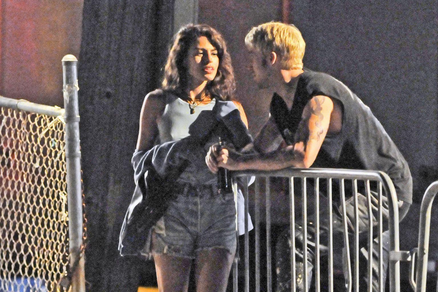 16P Eva Mendes braless showing pokies in blue tank top on 'The Place Beyond the Pine
