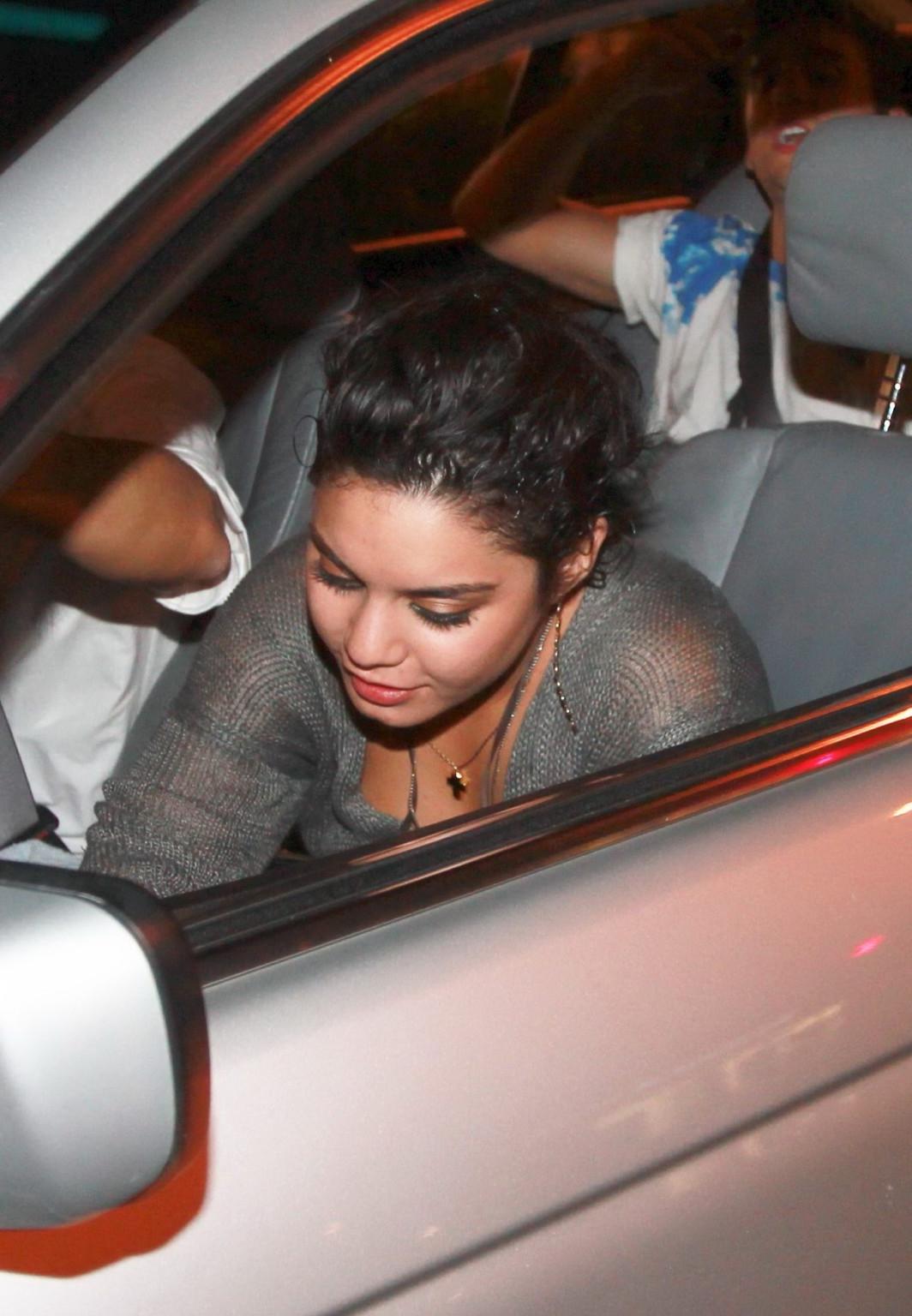 16P Vanessa Hudgens see-through to lingerie outside La Cienega in Hollywood