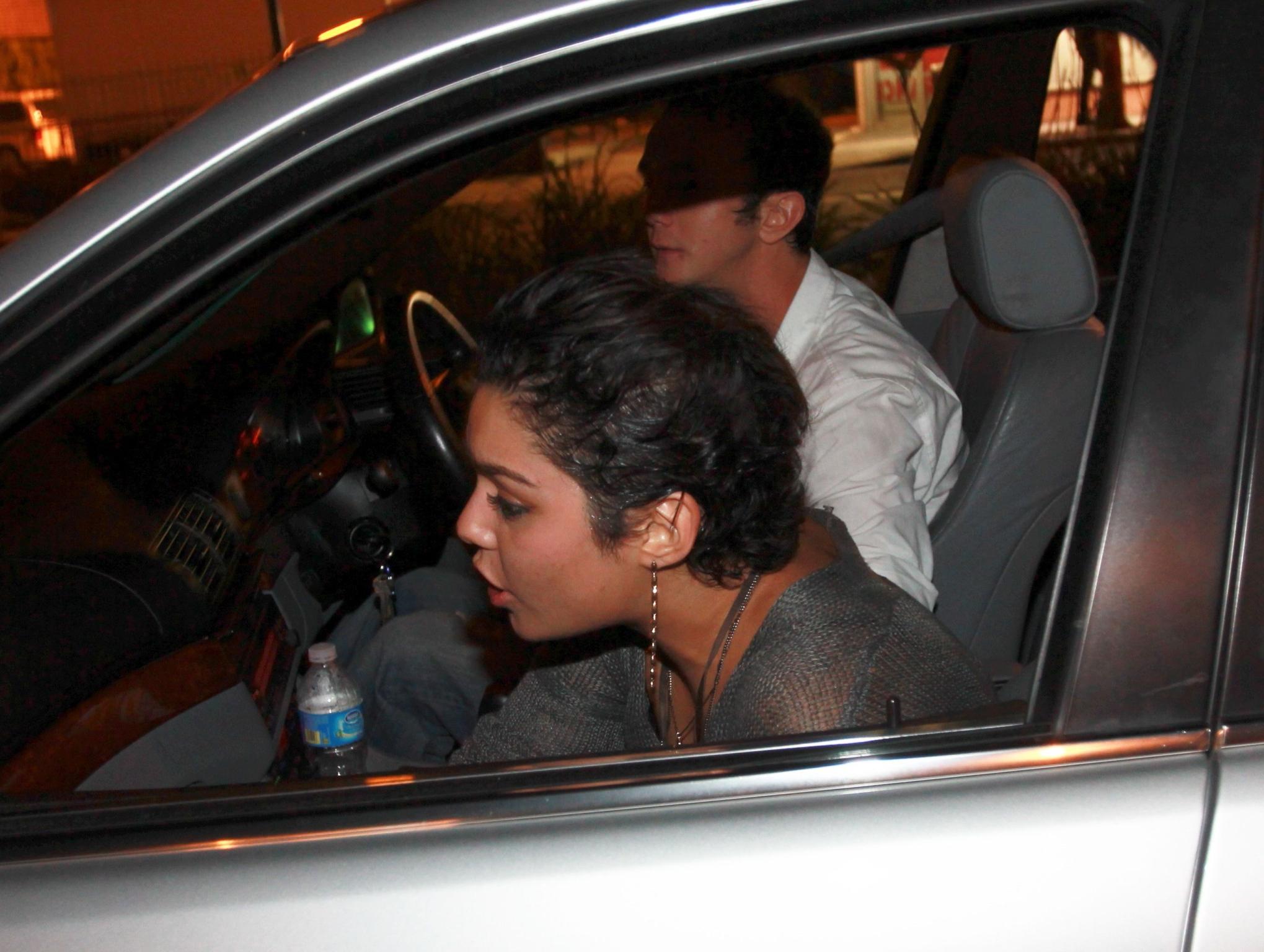 16P Vanessa Hudgens see-through to lingerie outside La Cienega in Hollywood
