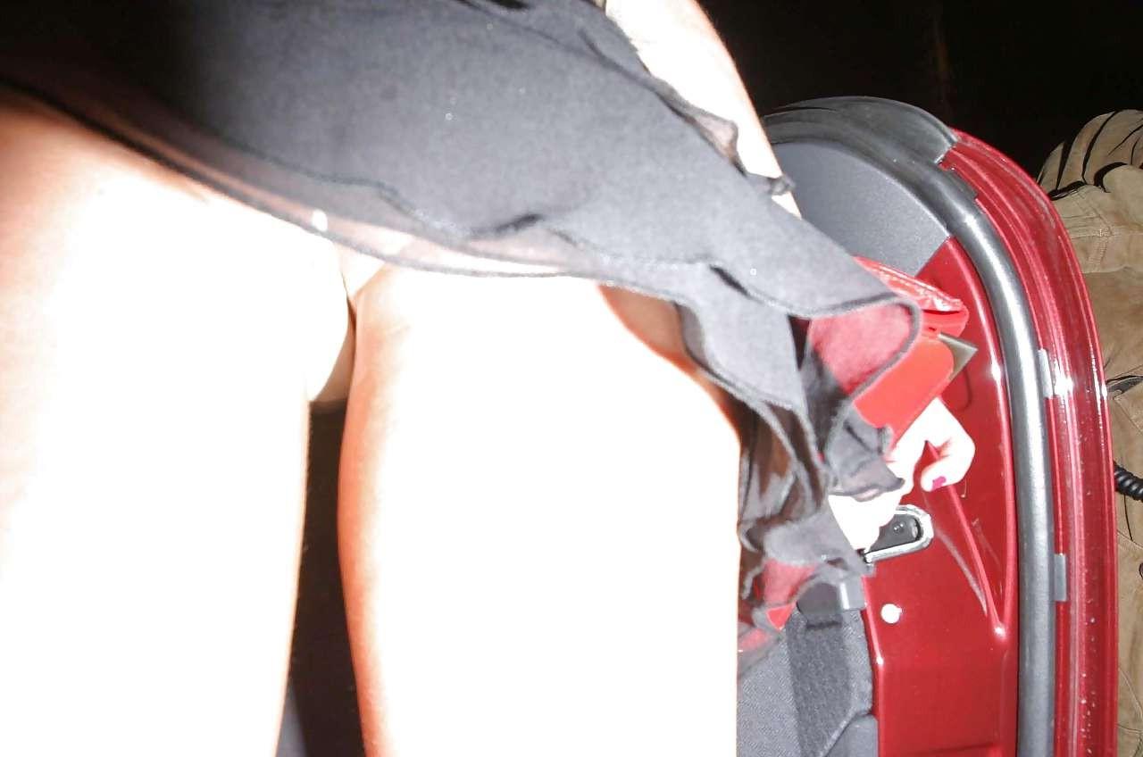 16P Abi Titmuss showing her ass upskirt on street and nice tits in see thru top papa