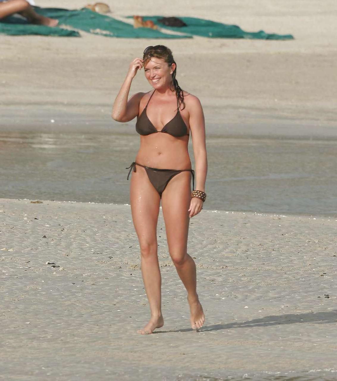 16P Tina Hobley flashing panties upskirt and tits in see thru dress