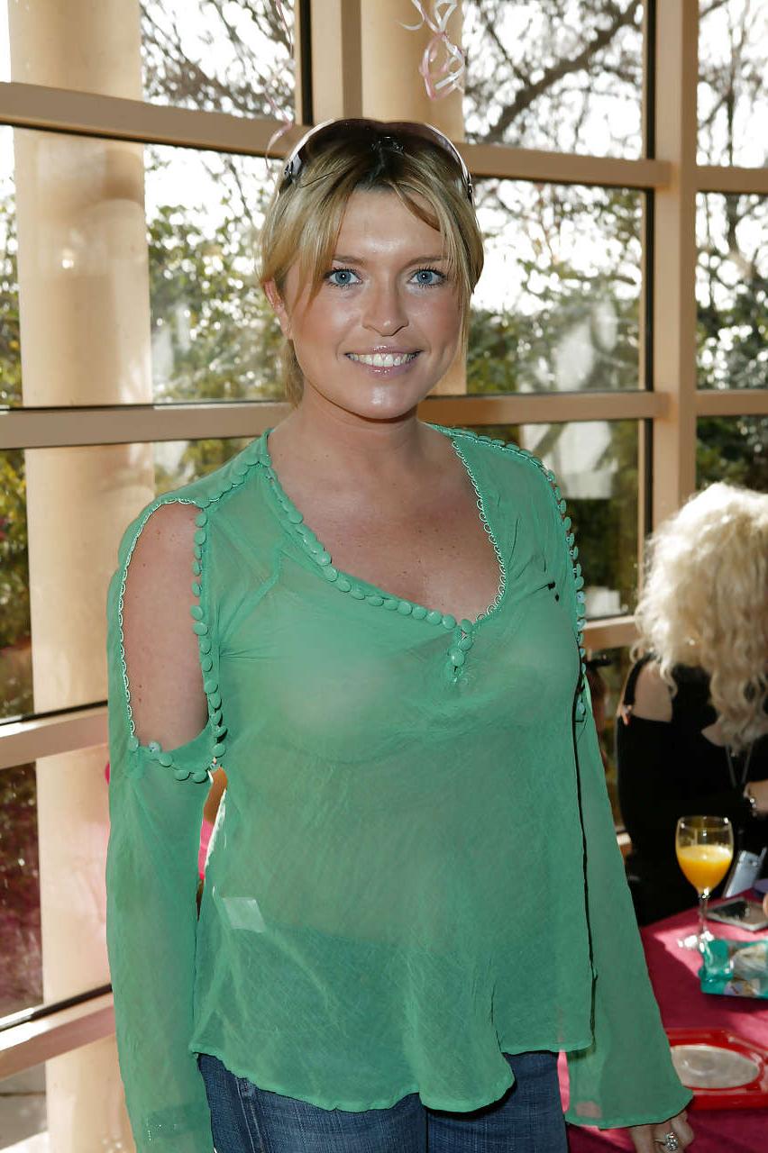 16P Tina Hobley flashing panties upskirt and tits in see thru dress