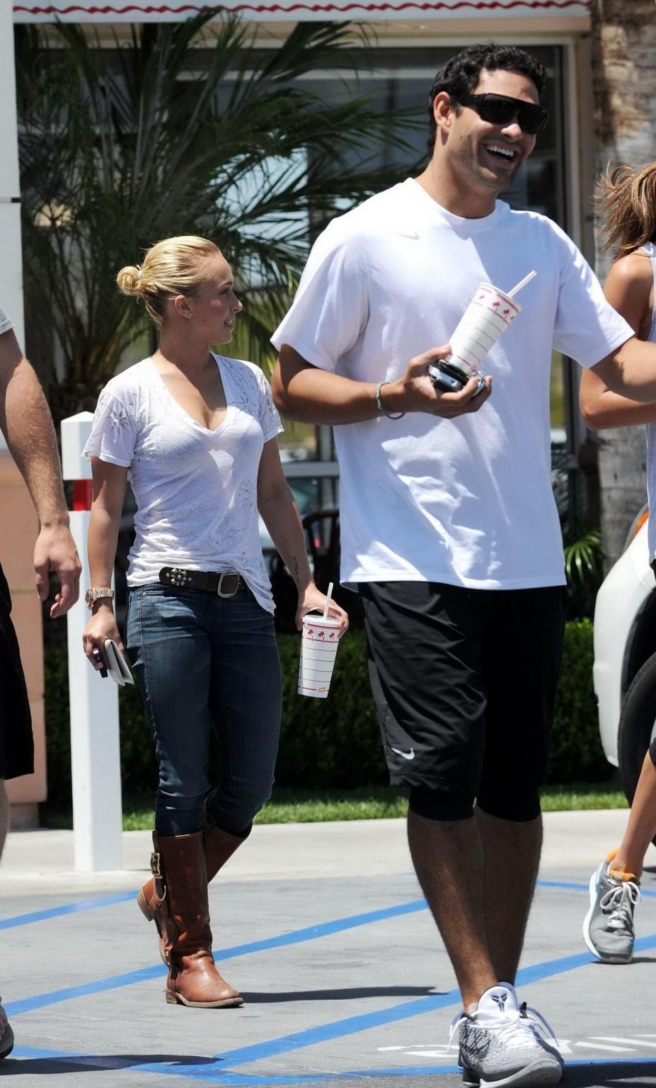 16P Hayden Panettiere see-through to bra at the Memorial Day in California