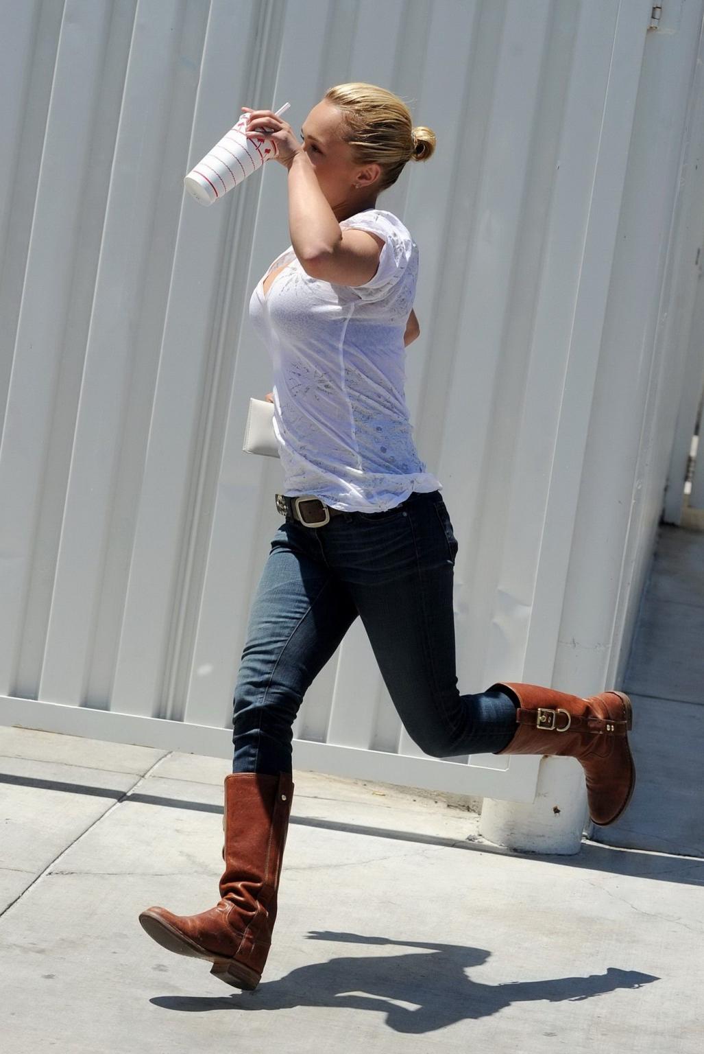 16P Hayden Panettiere see-through to bra at the Memorial Day in California