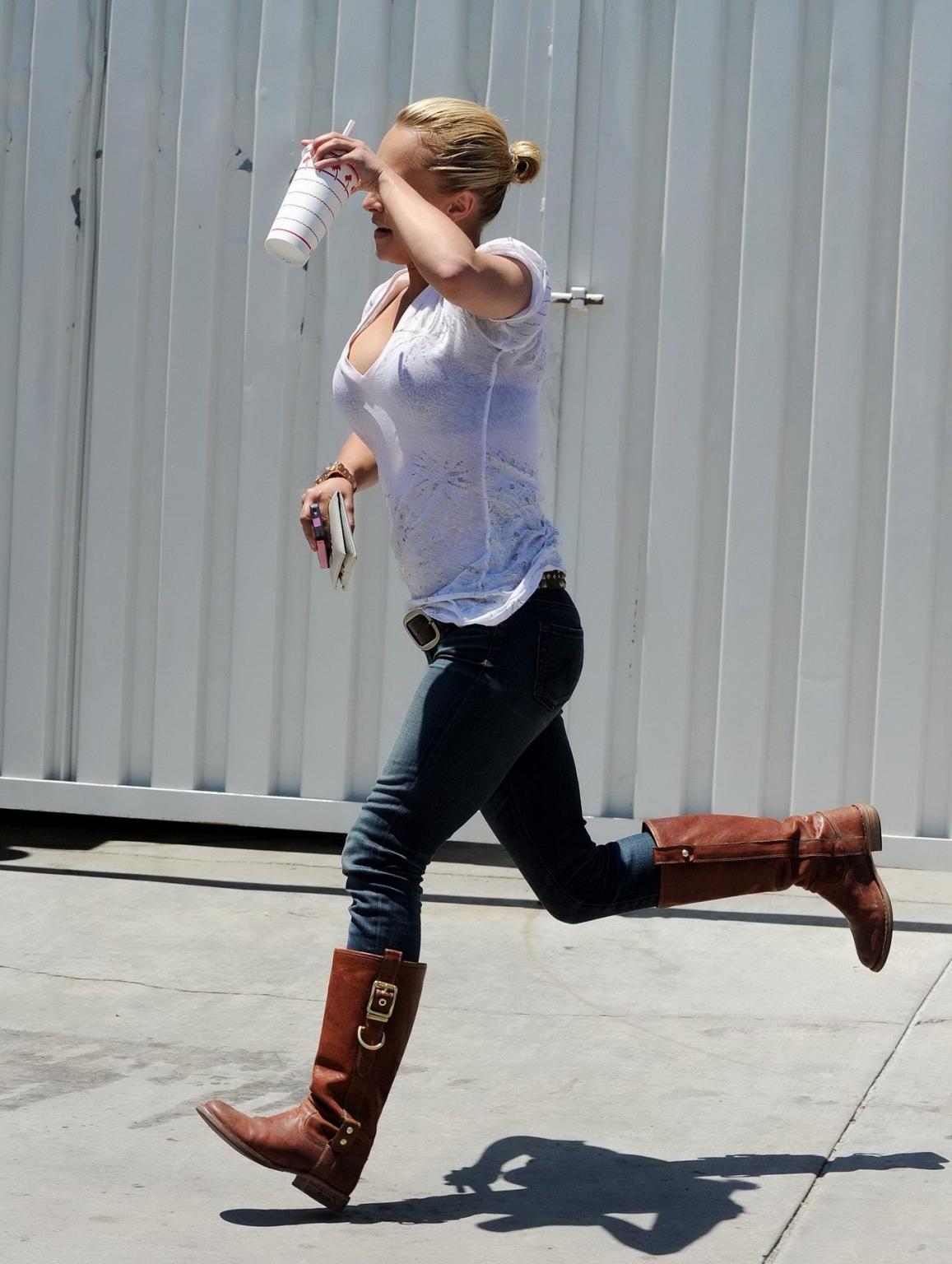 16P Hayden Panettiere see-through to bra at the Memorial Day in California