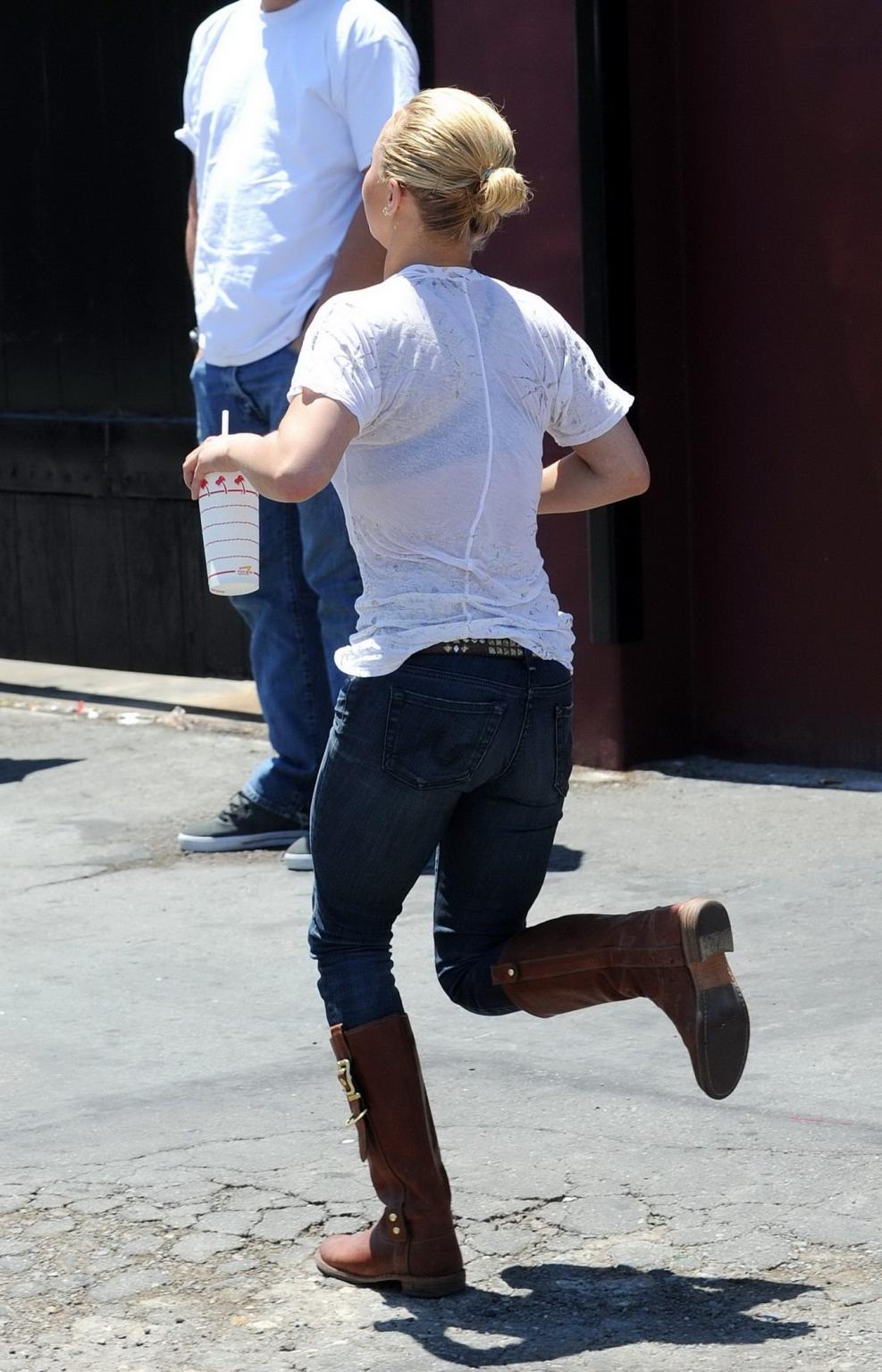 16P Hayden Panettiere see-through to bra at the Memorial Day in California