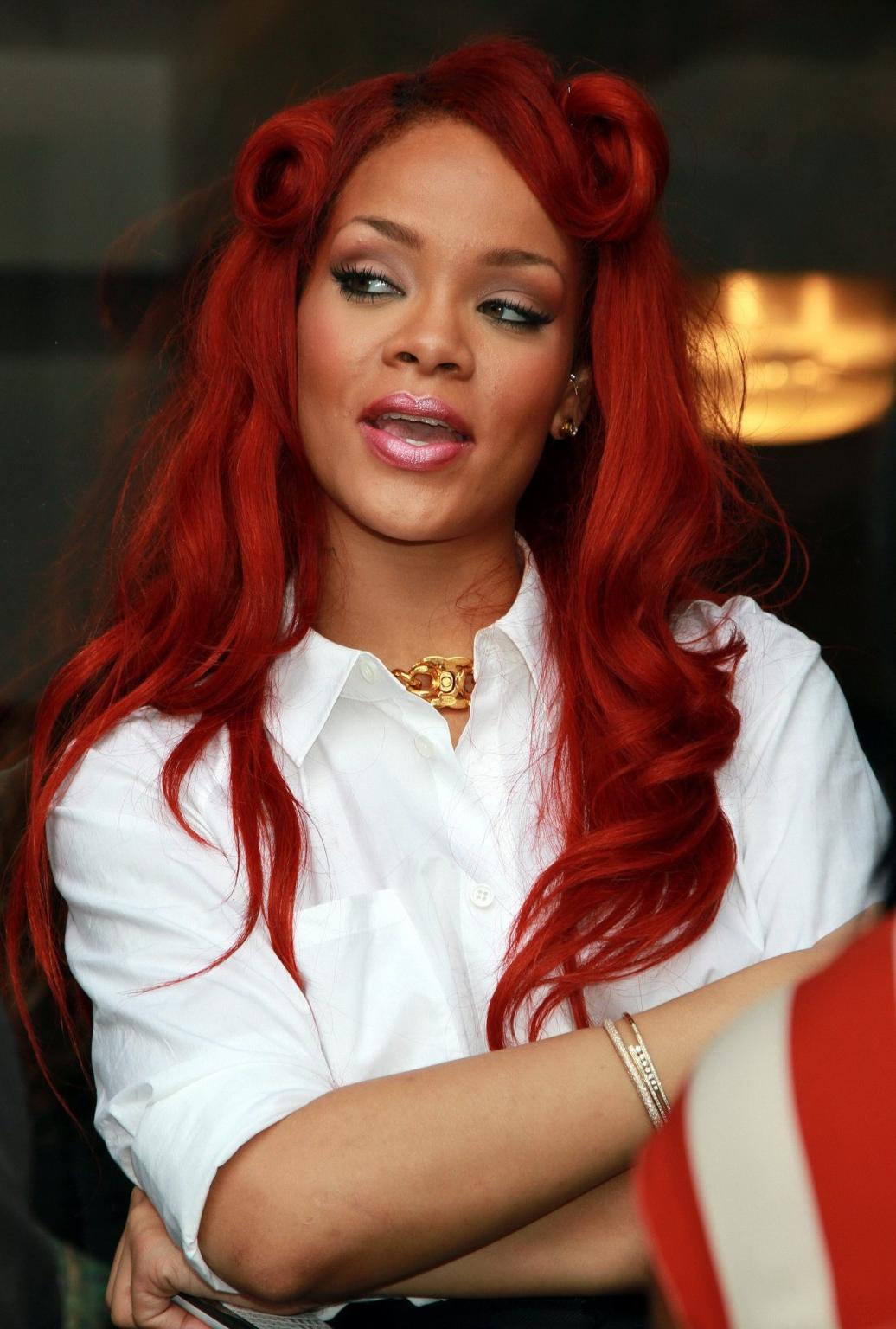 16P Rihanna see through wearing white shirt in New York