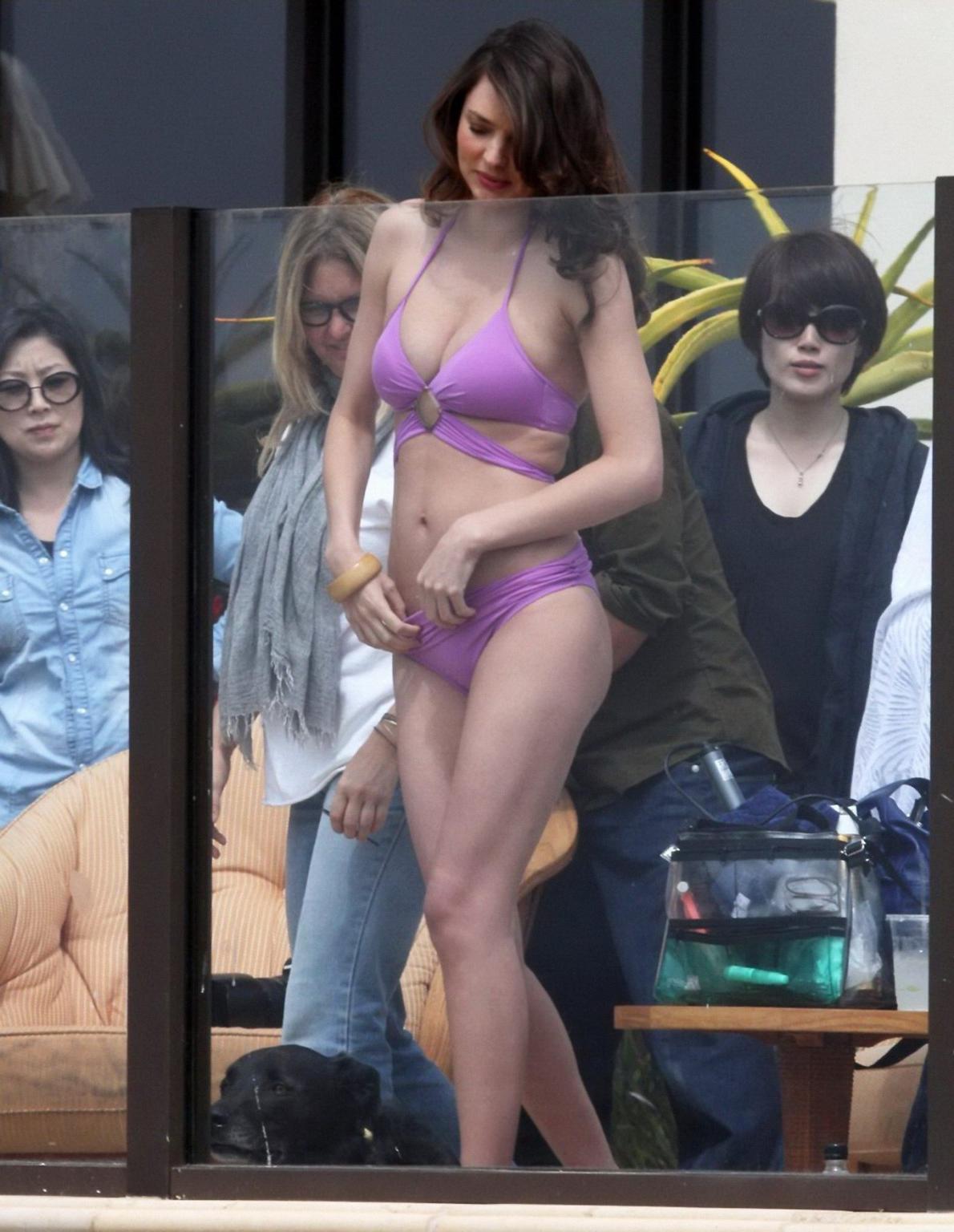16P Miranda Kerr downblouse at 'Have Faith Swimwear' photoshoot in Malibu