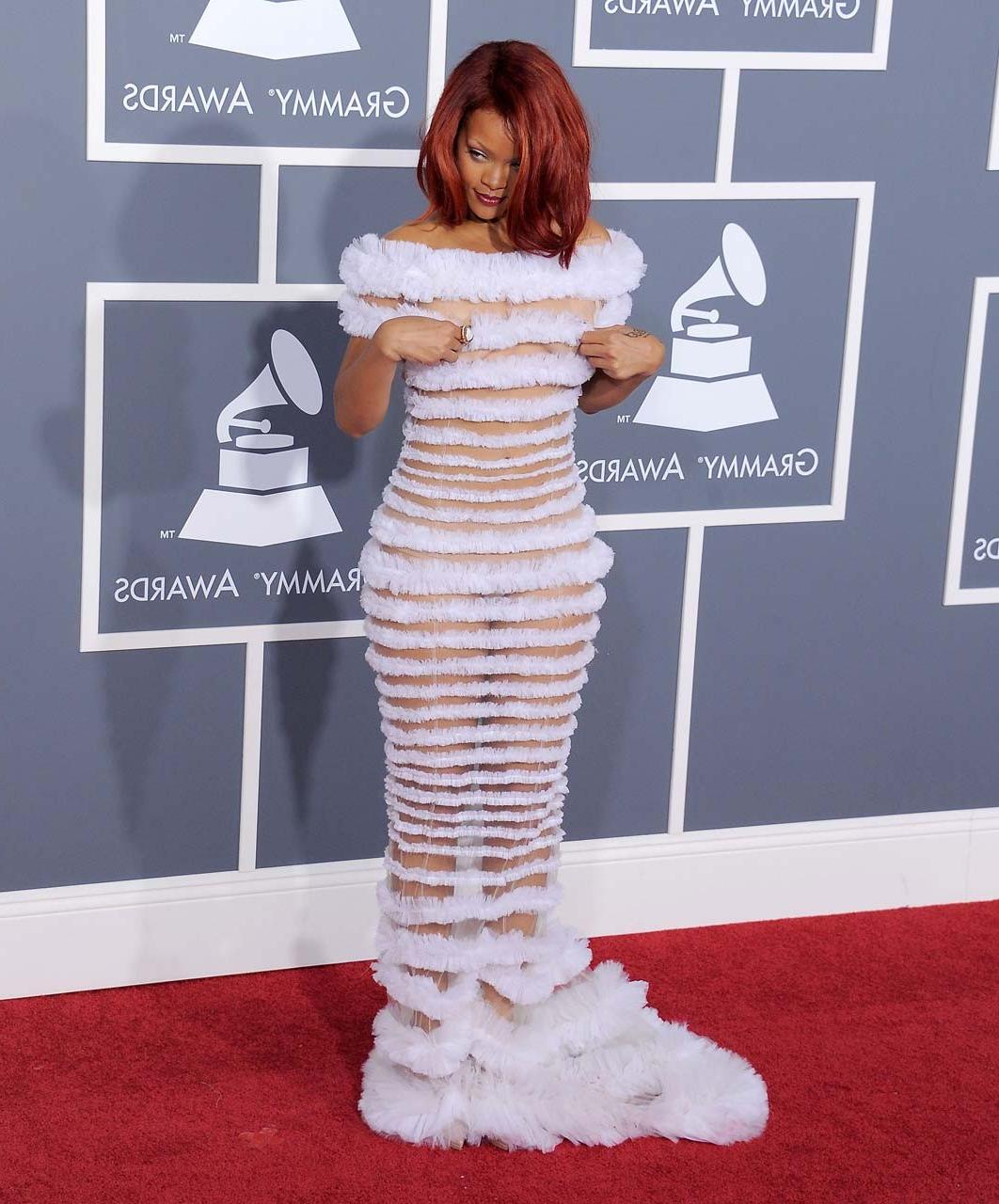 16P Rihanna exposing her sexy body and hot ass in see thru dress