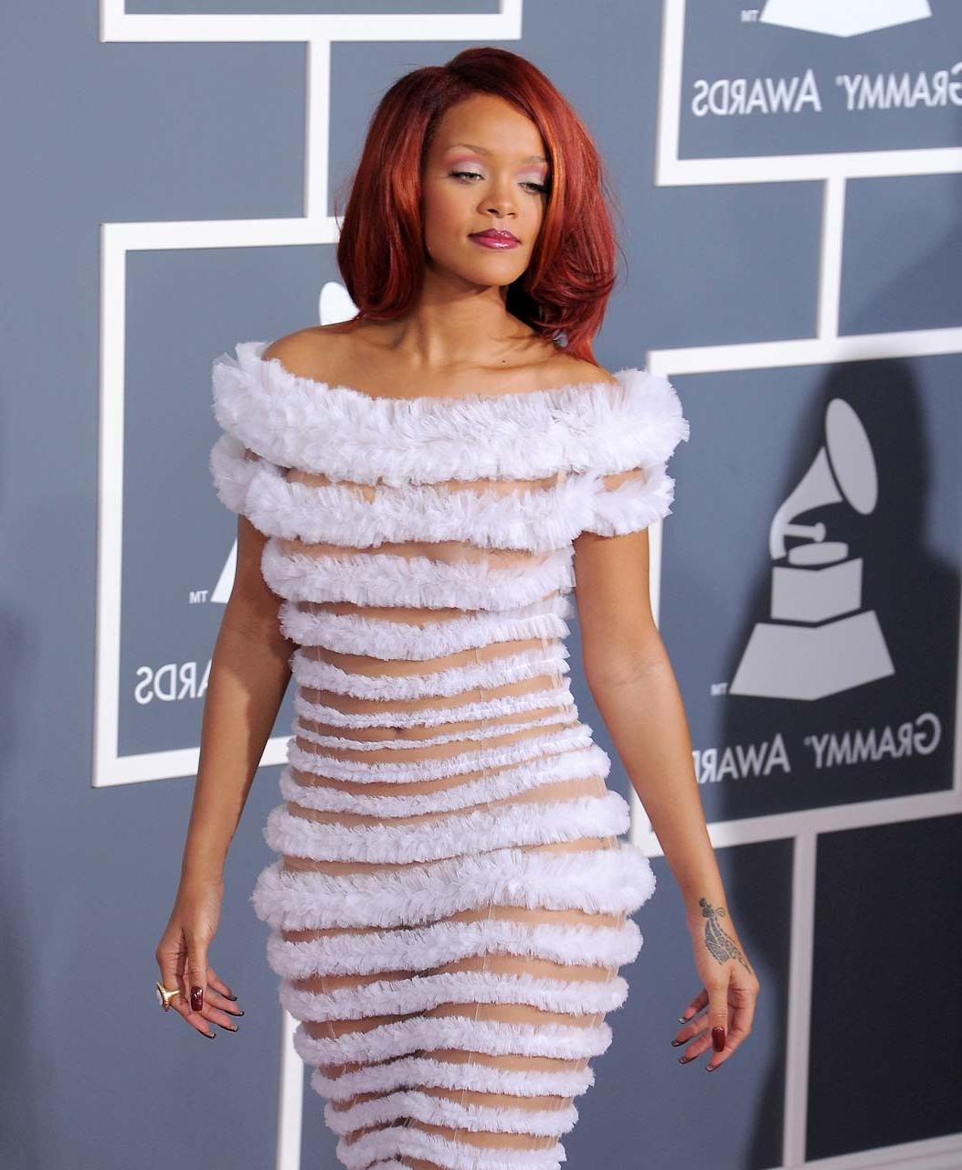 16P Rihanna exposing her sexy body and hot ass in see thru dress
